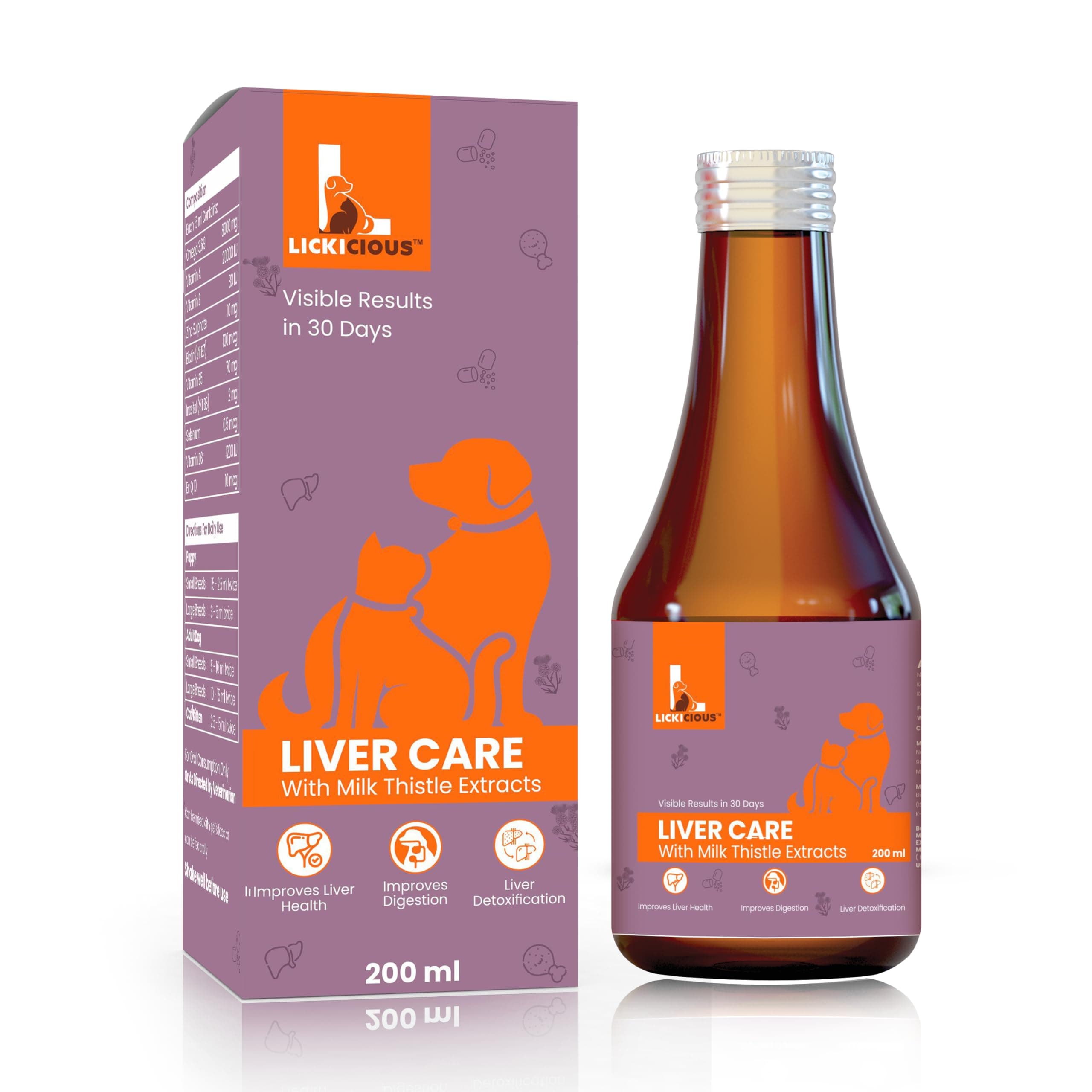 LICKICIOUS Liver Care Syrup-Milk Thistle Extract(Silymarin) Liver Support, 200ml