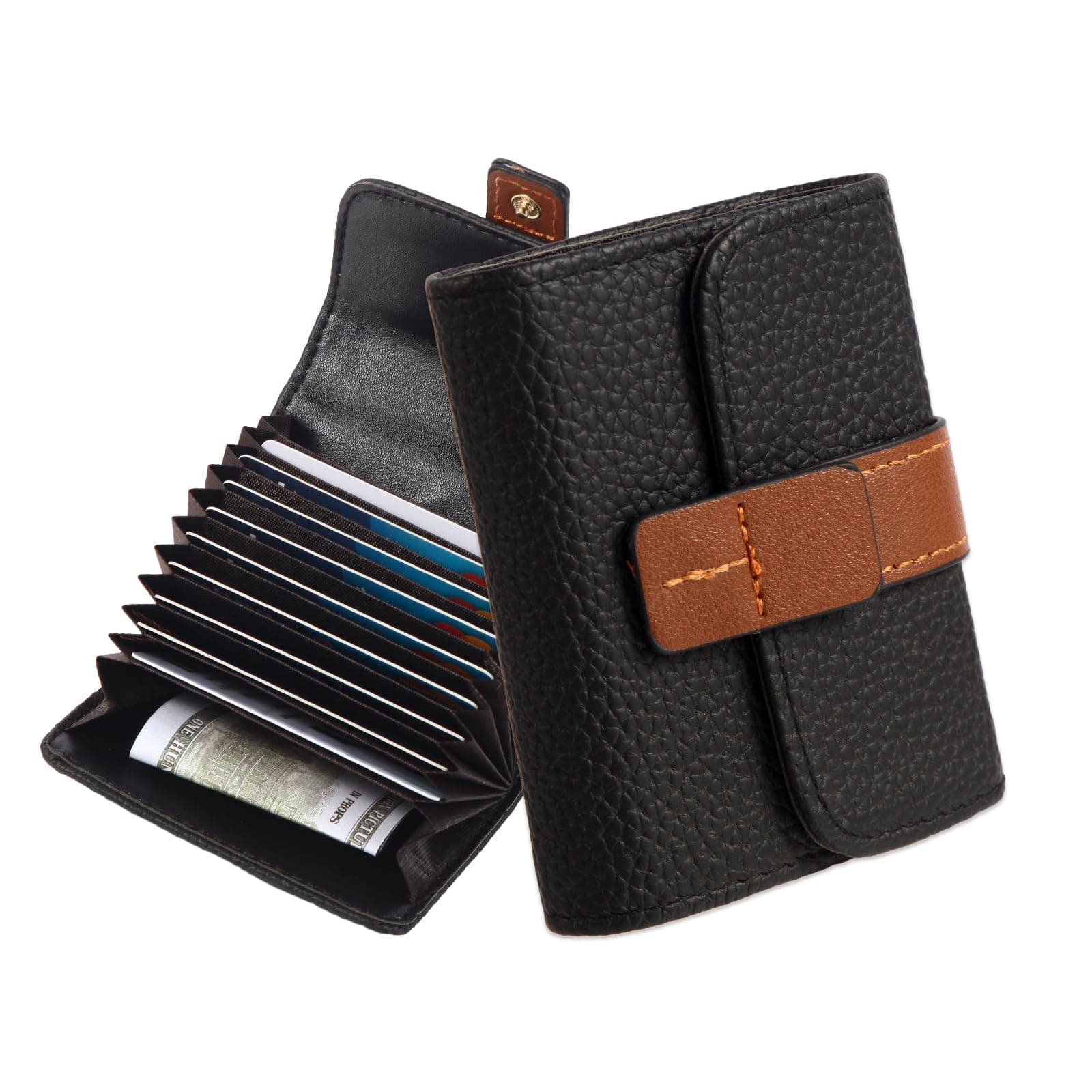 Credit Card Holder RFID Wallet,Women Small Card Wallet Leather Organizer Case,FurArt Credit Card Wallet, 11RFID Blocking, Compact Size