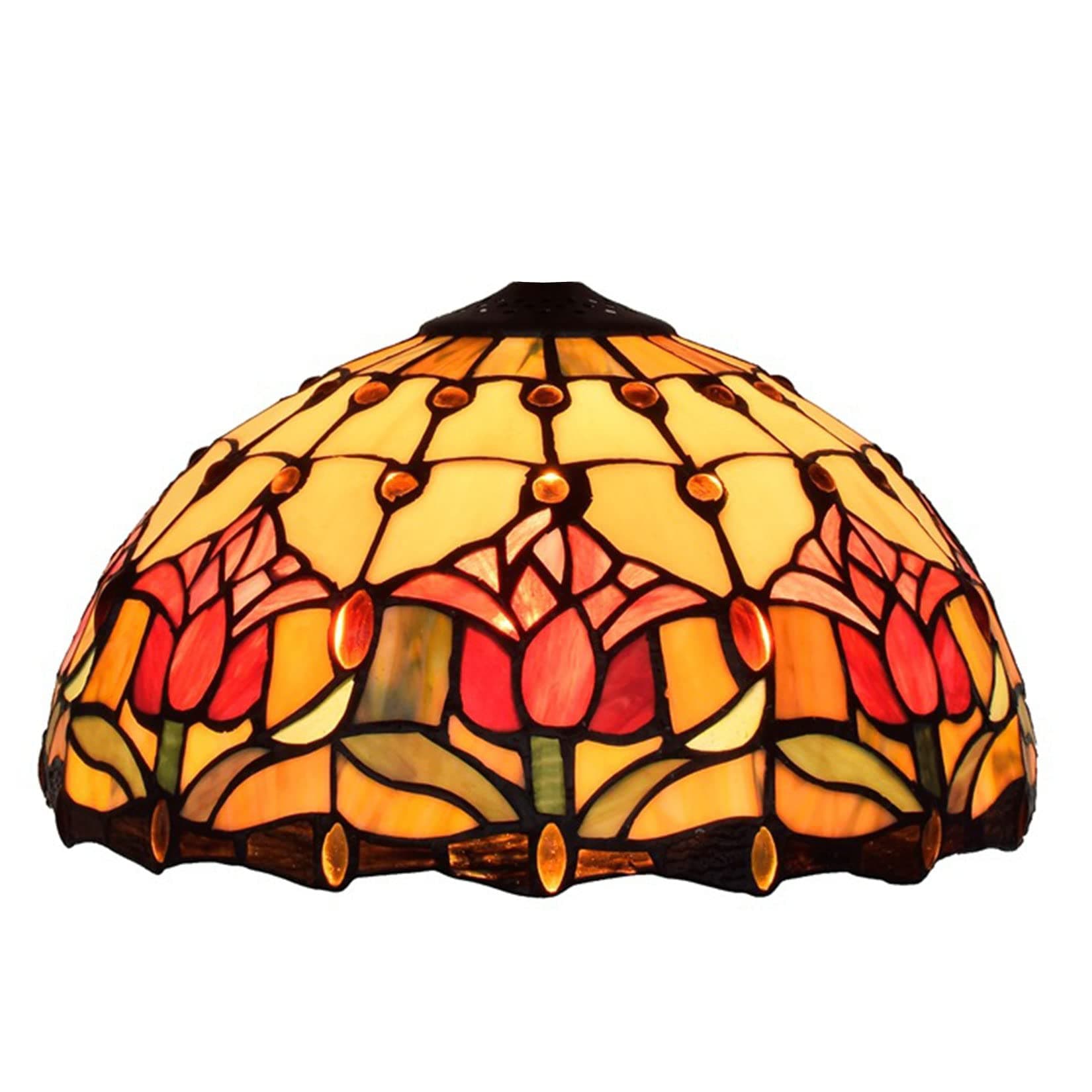 12 Inch Tulip Lampshade Replacement Only Tiffany Style Stained Glass Lamp Shade Vintage Light Cover Accessories for Table Lamps, Pendant Lights, Ceiling Light, Desk Lamp,Red