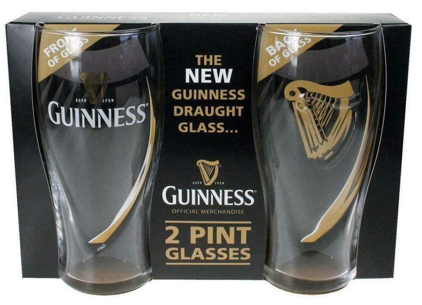 Guinness Logo Unisex Pint Glass Transparent, Glass,