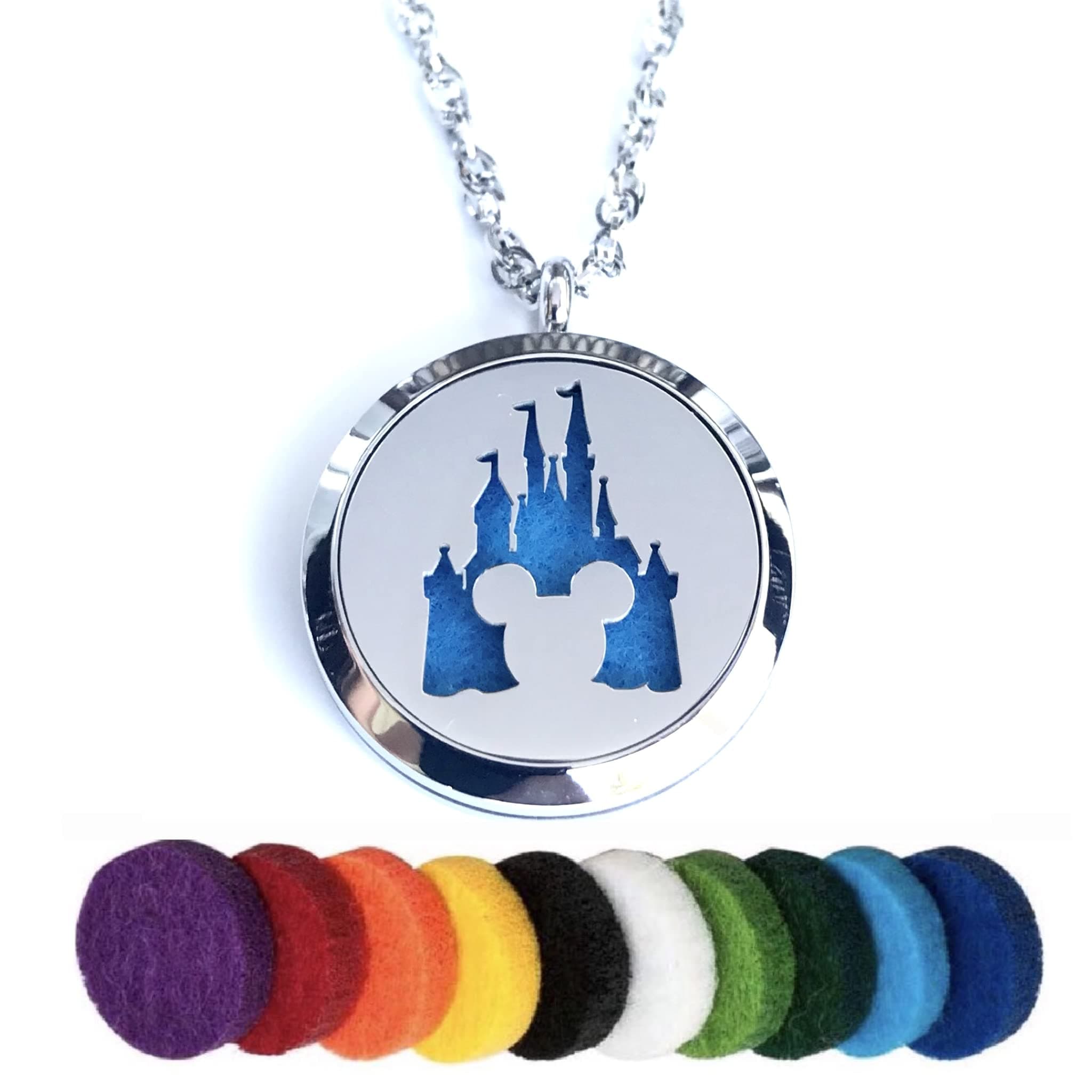 FIKA Scandinavian TraditionFIKA Mickey Aromatherapy Essential Oils Necklace Pendant Air Freshener Locket Pads included (Magic Kingdom)