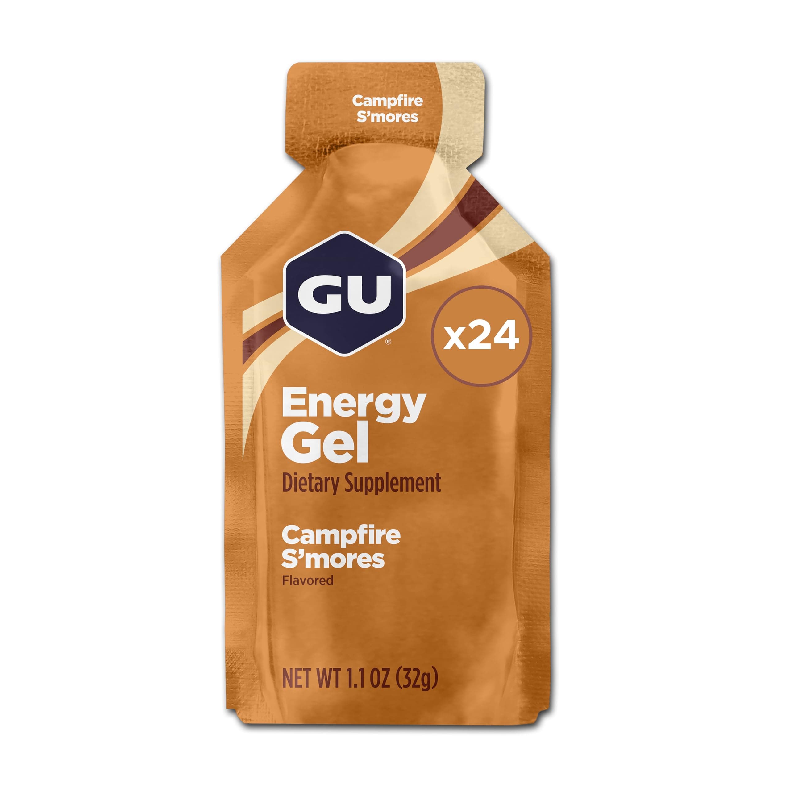 GU Energy Original Sports Nutrition Energy Gel, 24-Count, Campfire S'Mores
