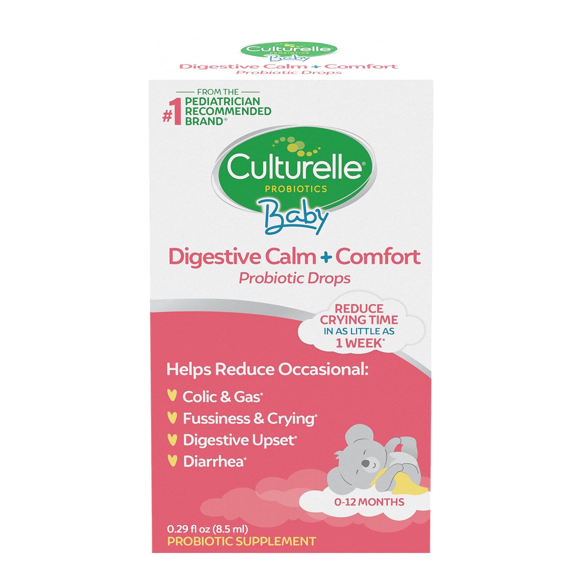 Baby Digestive Calm & Comfort Probiotic (Age 0-12 Mos) 8.5Ml, Helps Periodic Colic, Gas, Fussiness, Crying & Digestive Upset In Infants & Newborns, Vegan Non-Gmo Gluten-Free, 1 Mos. Supply