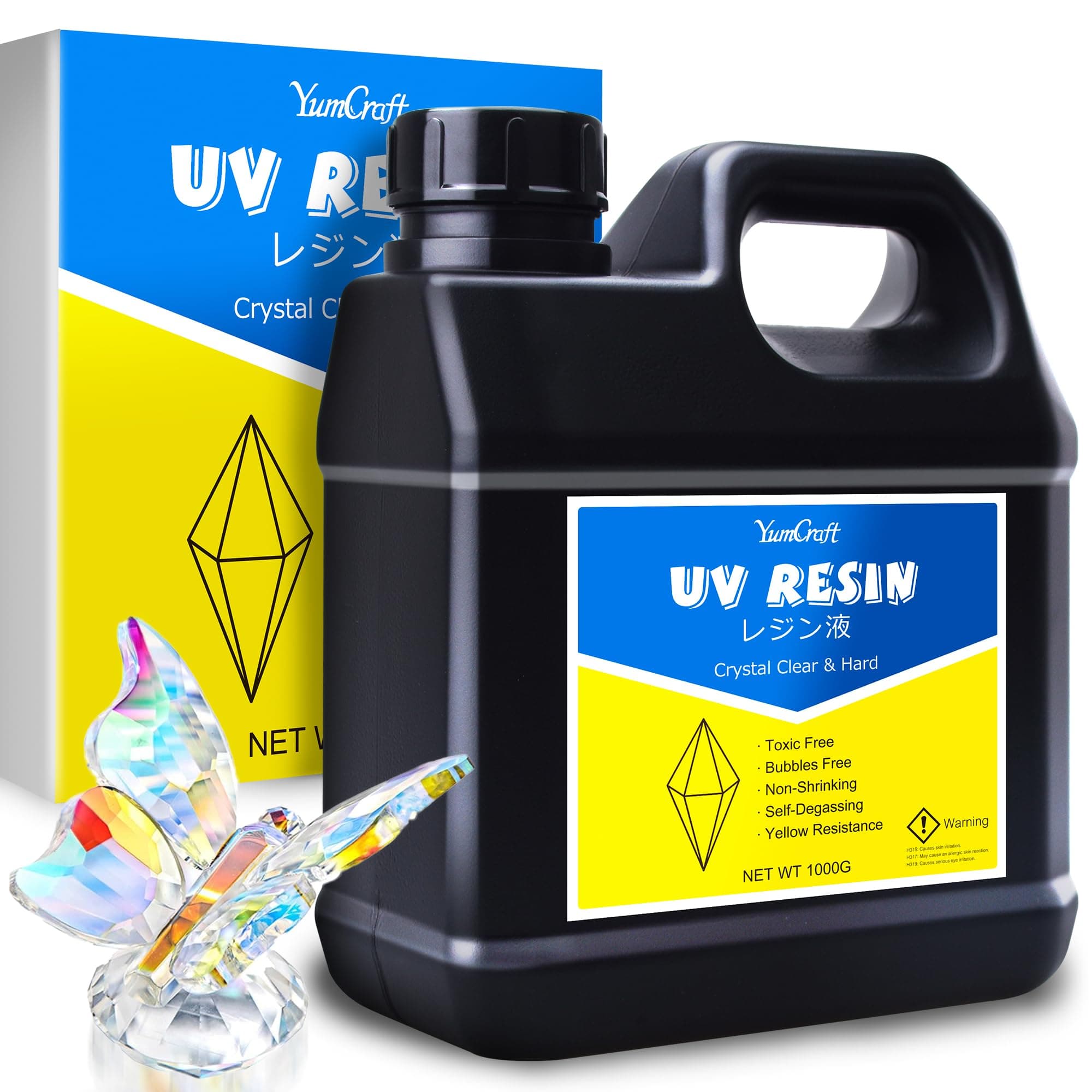 UV Resin - 1,000g Crystal Clear UV Curing Resin, Low Odor Hard Type Ultraviolet Cure Resin for DIY Jewelry Making, Crafts, Painting - Transparent Bubbles Free UV Epoxy for Casting, Statues