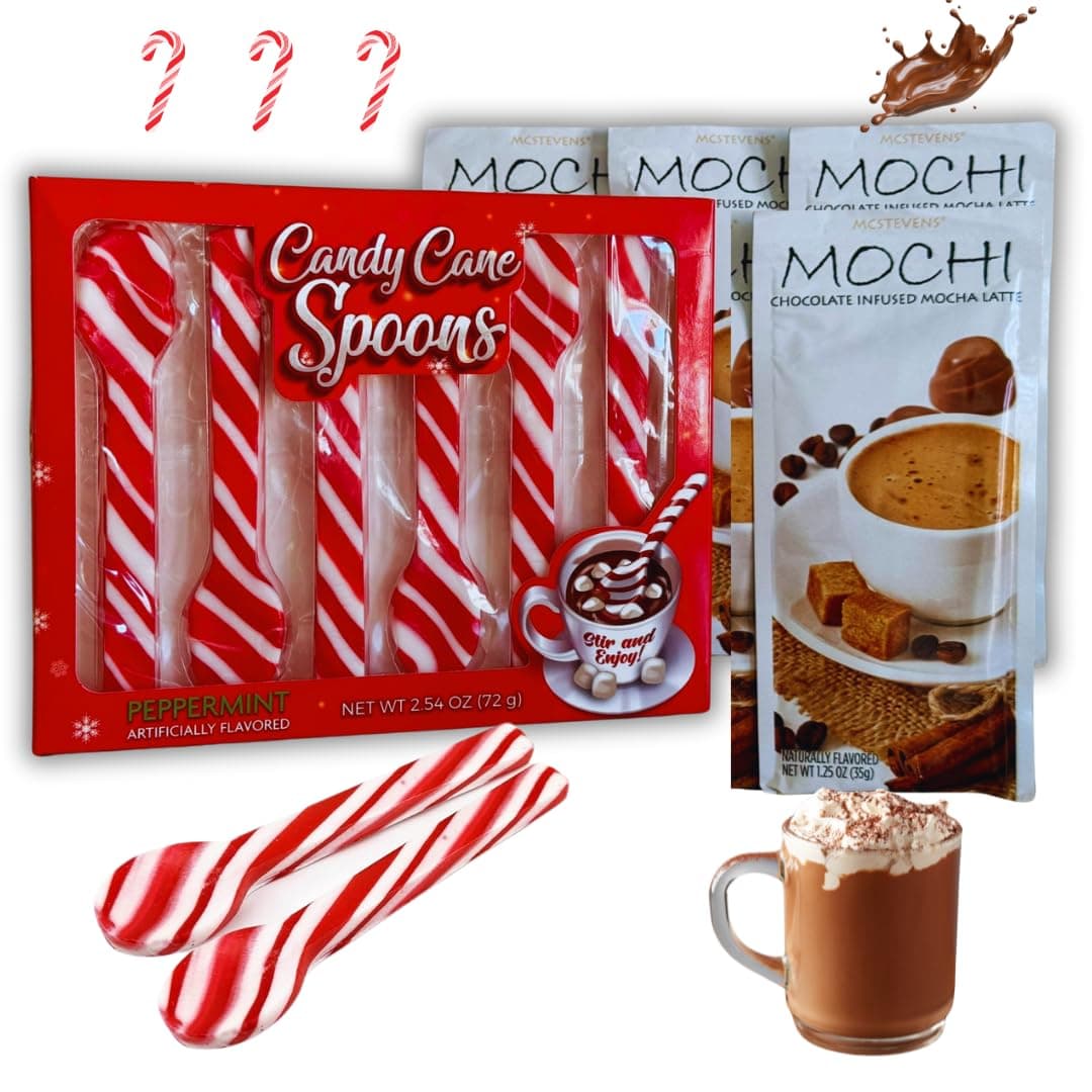 ELI&VAL Christmas gift baskets for families-Happy Holidays Gift Set- Peppermint Candy Cane Spoons -Peppermint Oreo Cookie - Gummi Reindeer - mnm Cookie Dough Bites -Plus Free Card (christmas 1)