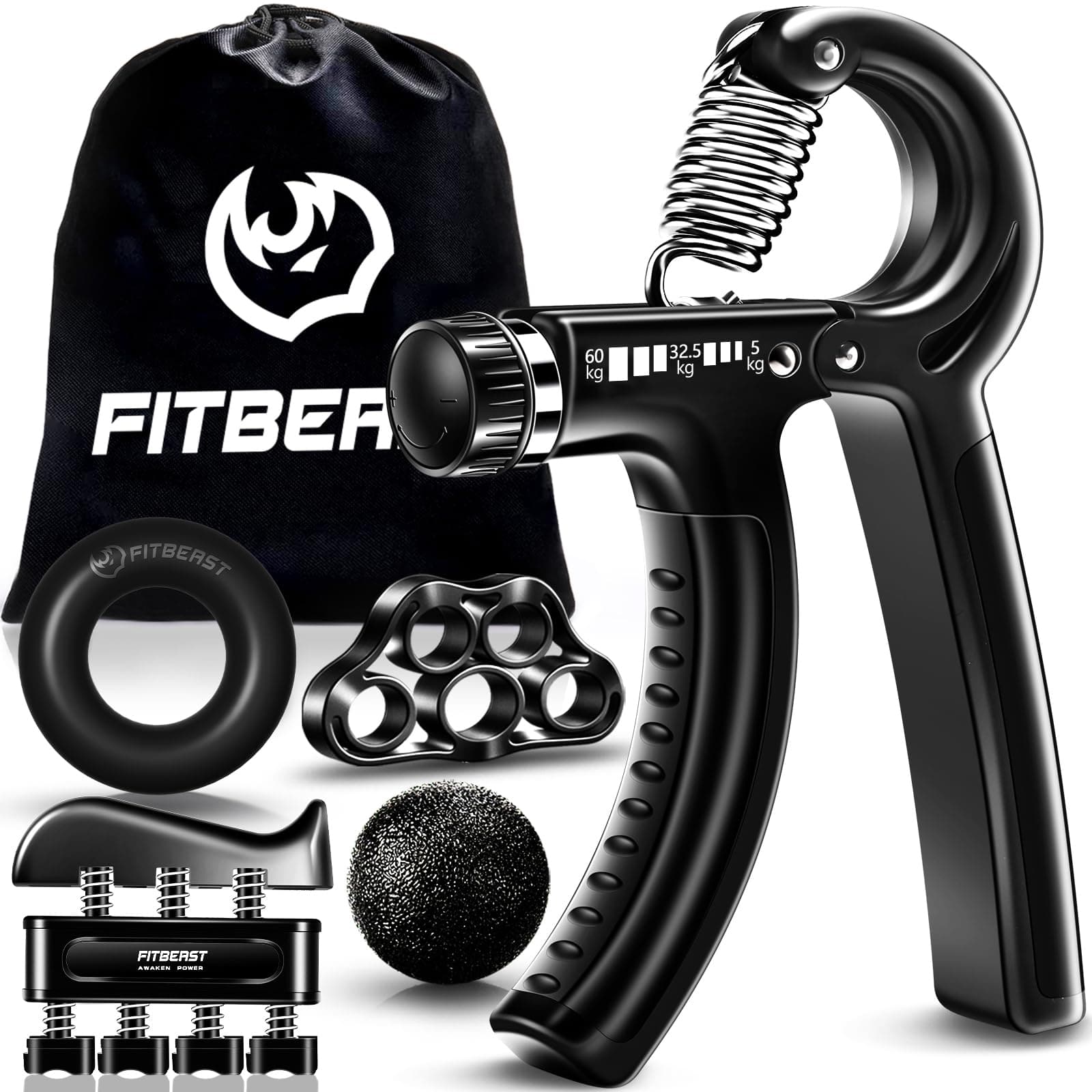 FitBeast Grip Strengthener Forearm Strengthener Hand Grips Strengthener Kit - 5 Pack Adjustable Resistance