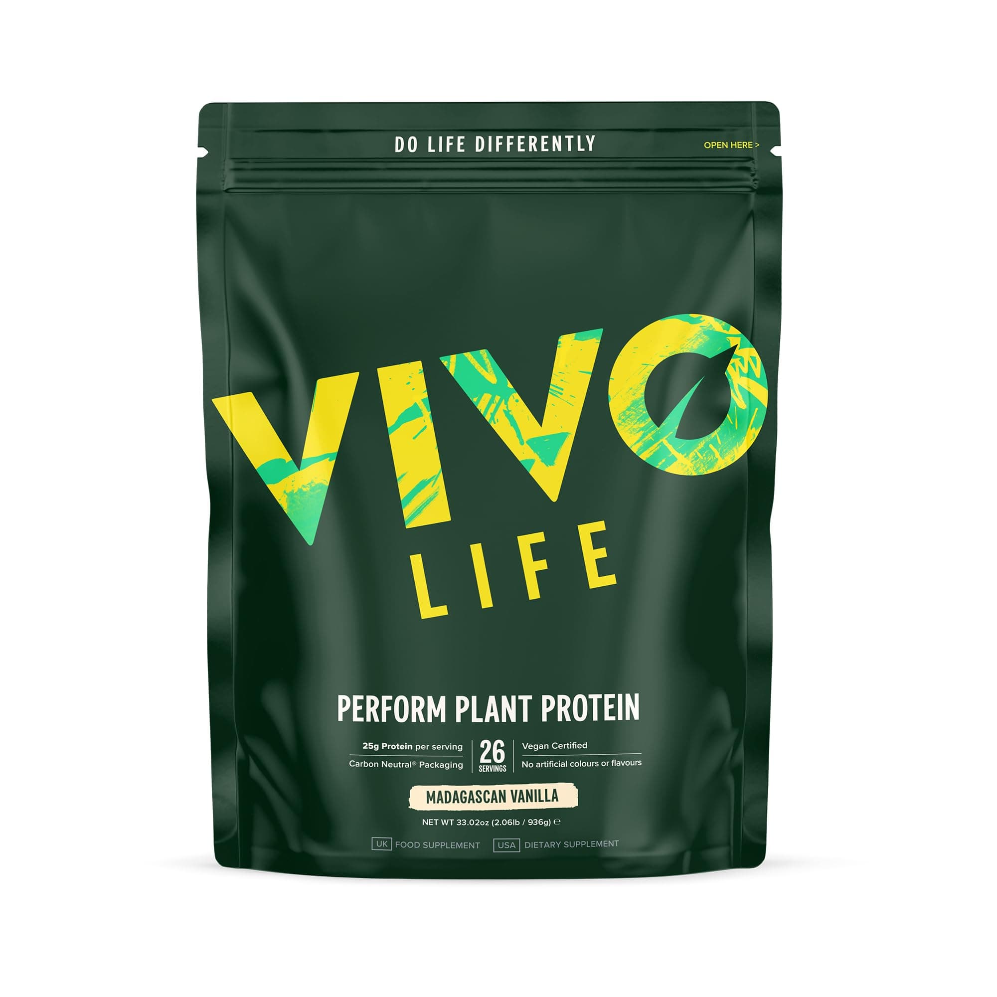 Perform Plant Protein Powder | 25g Protein with 6g BCAAs, Iron, Zinc, Turmeric & Herbal Enzyme Blend | Lactose Free & Easy to Digest, Plant-Based Nutrition | Vanilla - 26 Servings