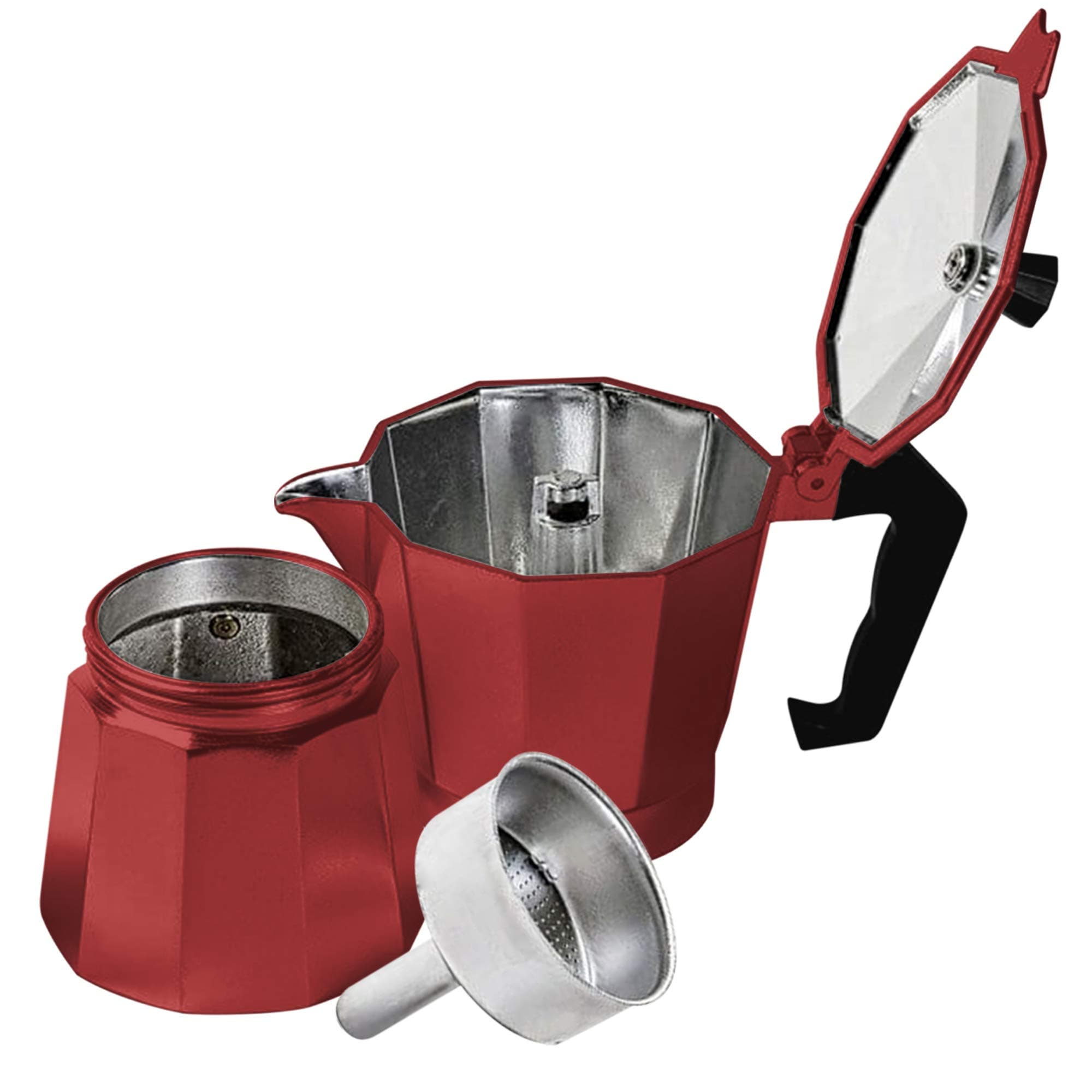 Innova Italian Espresso Stove Top Coffee Maker Continental Moka Percolator Pot, 1 Cup, Red