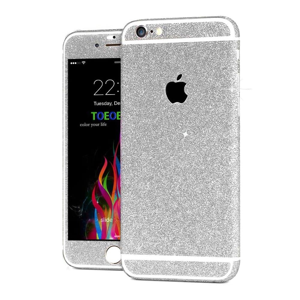 Kasstino Bling Glitter Crystal Full Body Wrap Decal Film Sticker Skin For iPhone 6 6S 7 8 Plus (For iPhone 8 Plus 5.5'', Silver)