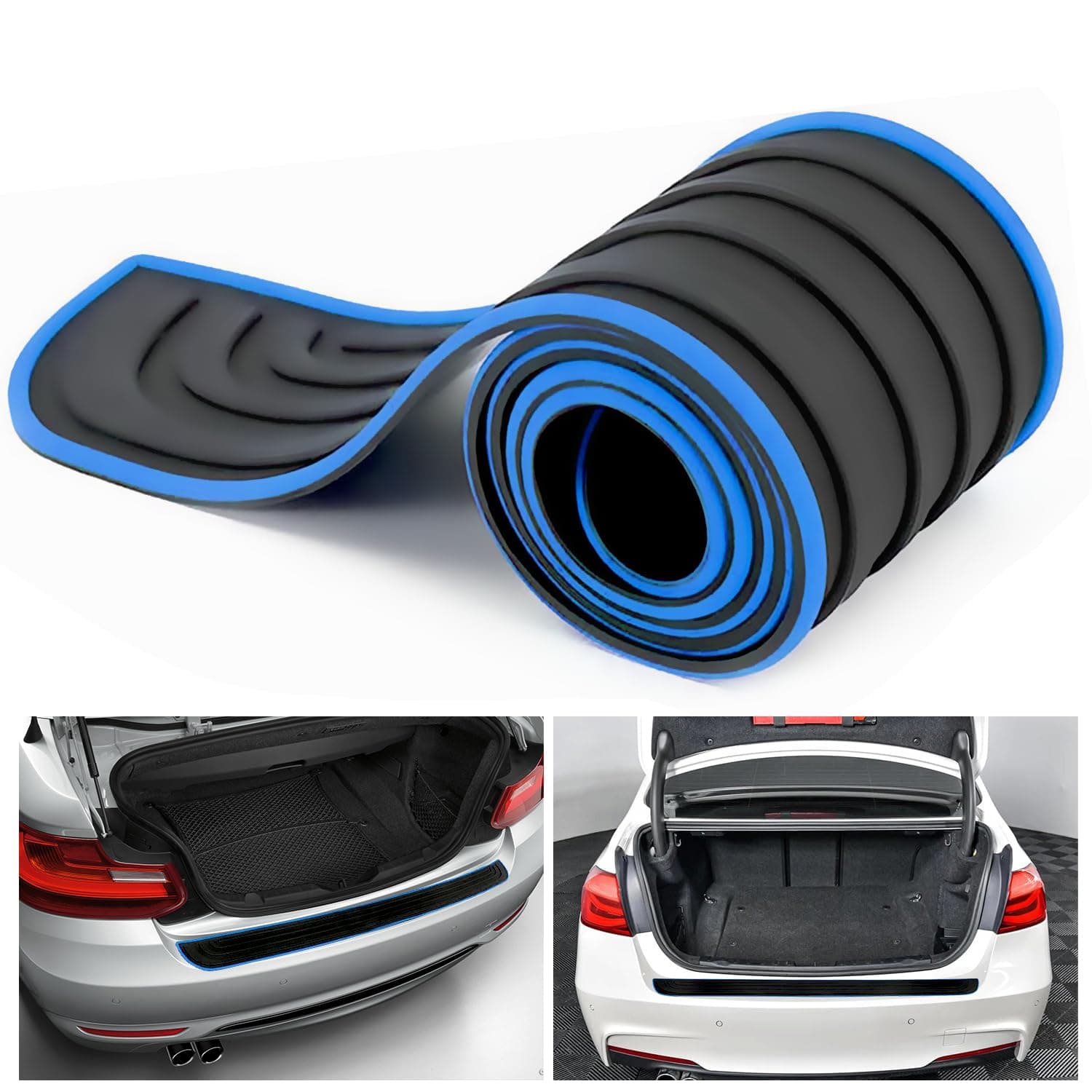 Esteopt Universal Car Rear Bumper Guard Protector - Anti-Scratch Rubber Cover Strip for Pickup Truck SUV (36" x 2.7") (Blue)