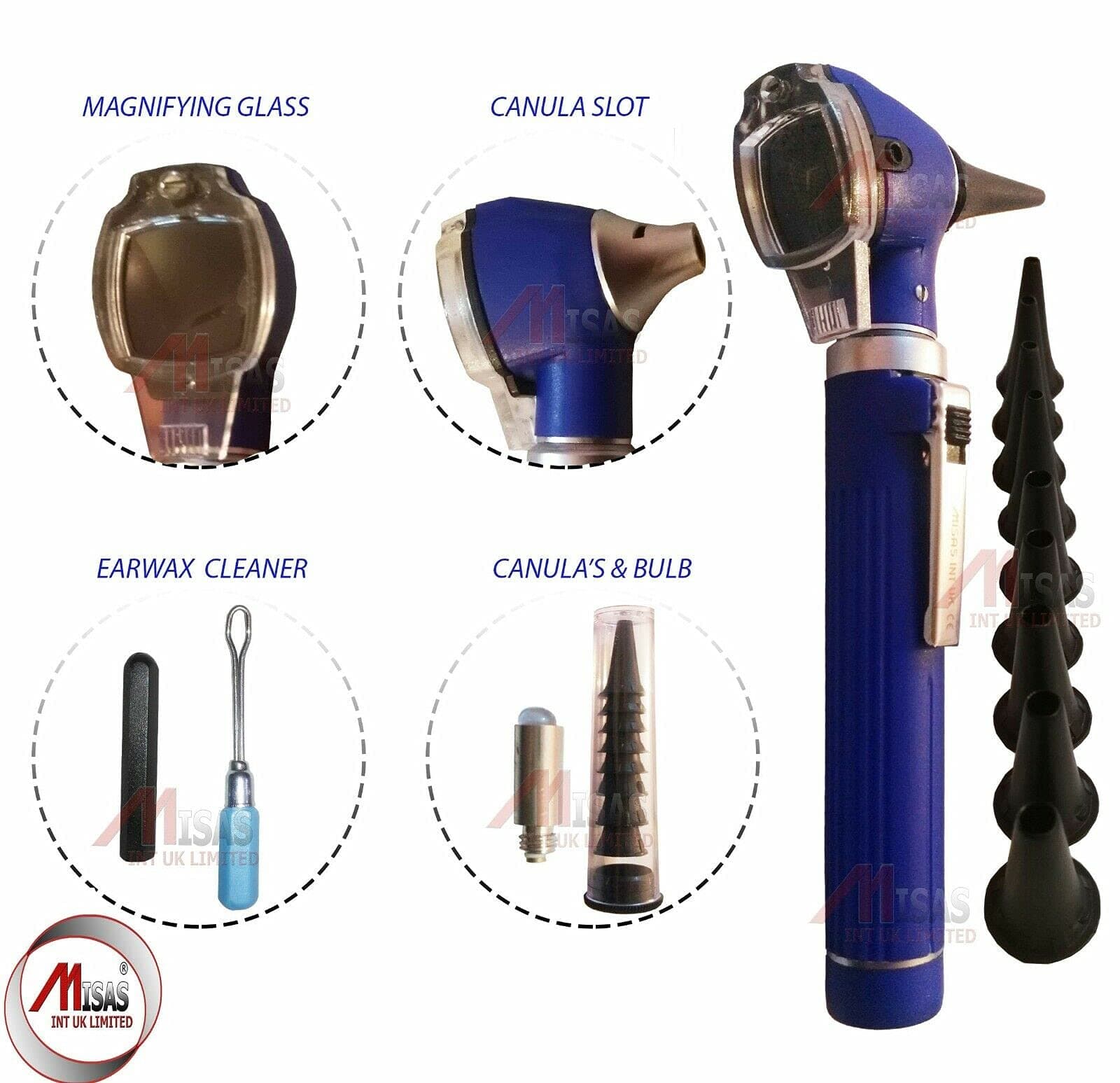 Mini Otoscope Fiber Optic Medical Diagnostic Examination New Blue