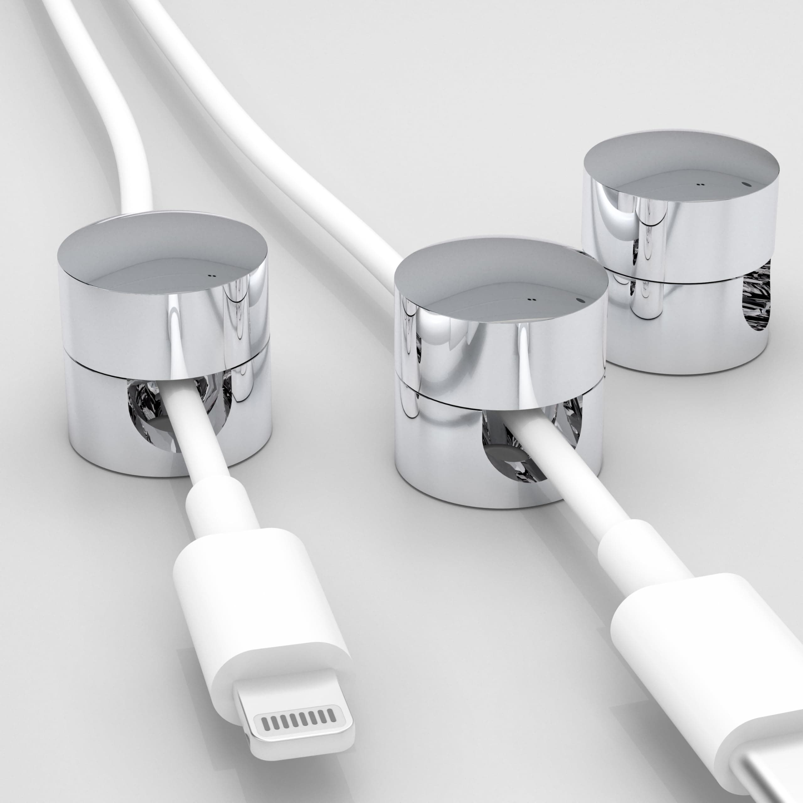 Gun Metal Cord Holder,Cable Anchors for Cable, Premium Aluminum Wire Organizer, Adhesive Screw 2-in-1 Cord Clips, Charger Cable Management Clip, Stylish, Sturdy, Practical | (3 Pcs) (Silver)