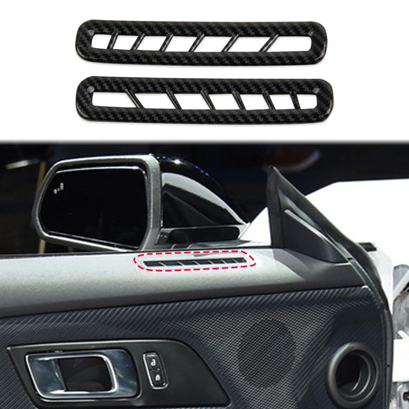 Fewshaw Inner Door Vent Air Outlet Cover Trim Accessories for 2015-2025 Ford Mustang (Carbon Fiber Style)