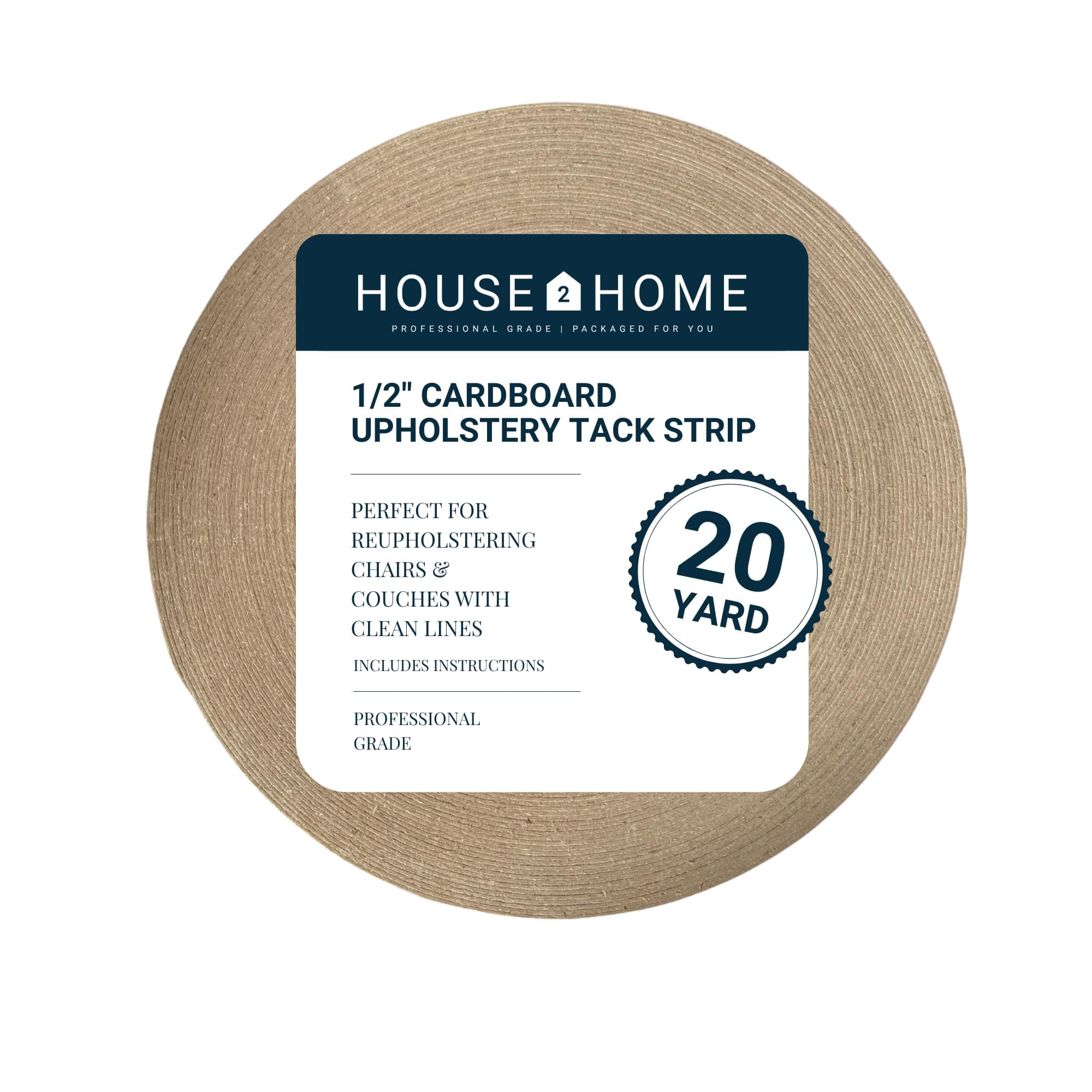 House2Home Upholstery Tack Strip, 1/2 Inch x 20 Yard Roll, Great for Making Professional Edges on Furniture, Couch, Chair, and Sofa, Includes Instructions