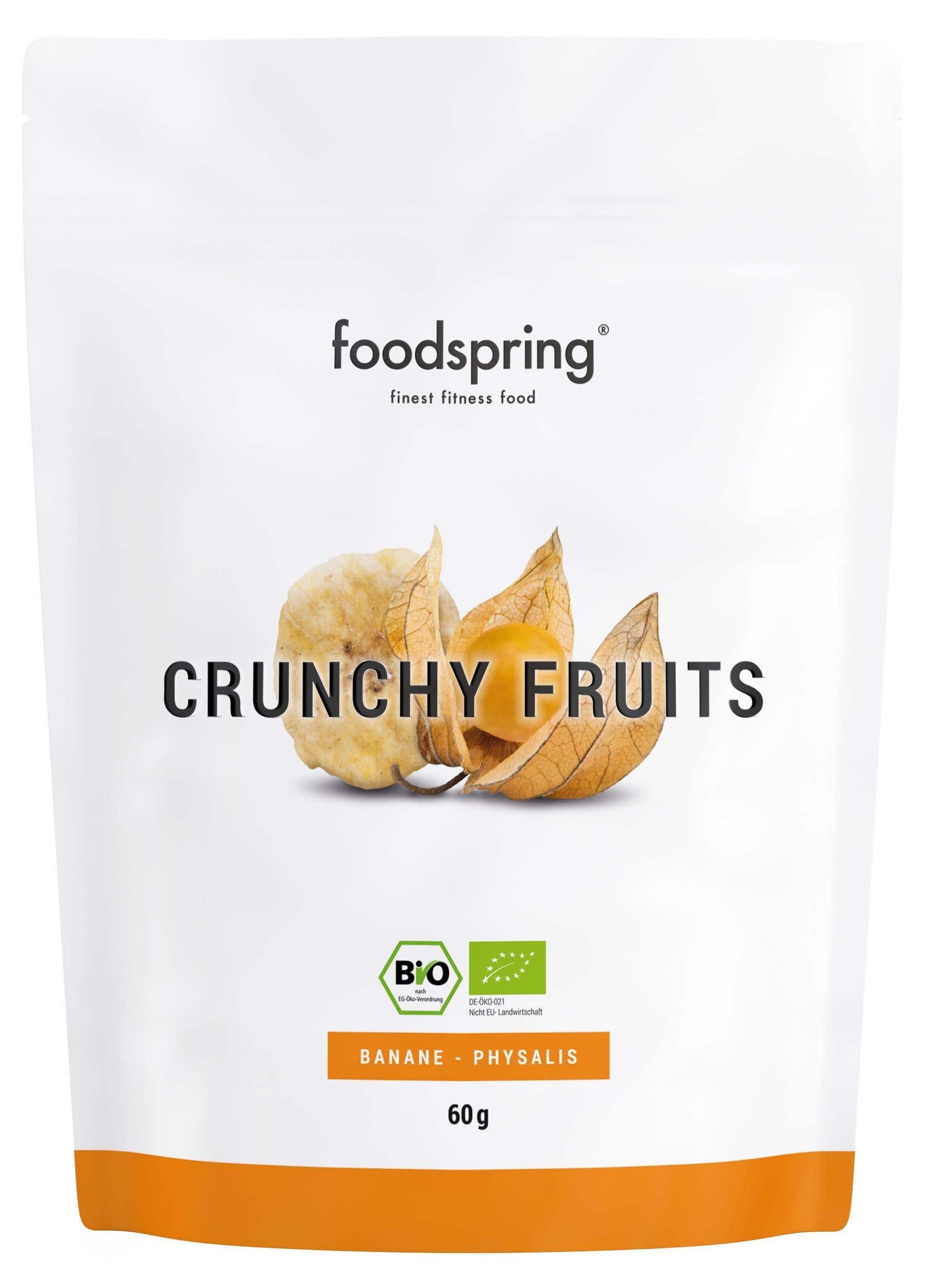 foodspring Crunchy Fruits Organic Banana-Physalis, 60g, Premium Dried Fruits, Made in Germany Without Added Sugar