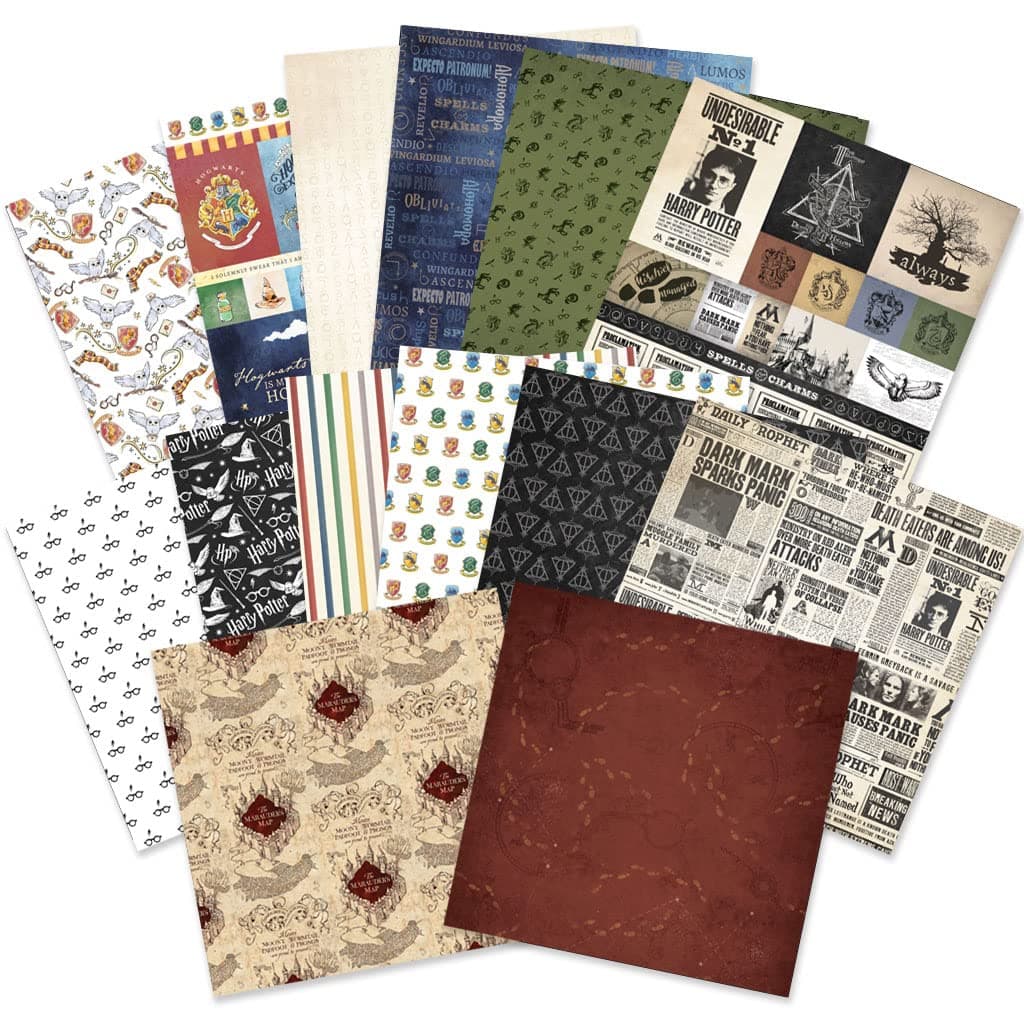 Harry Potter 12" x 12" 14-Sheet Decorative Double Sided Paper Pack for Scrapbooking and Crafts - Icons