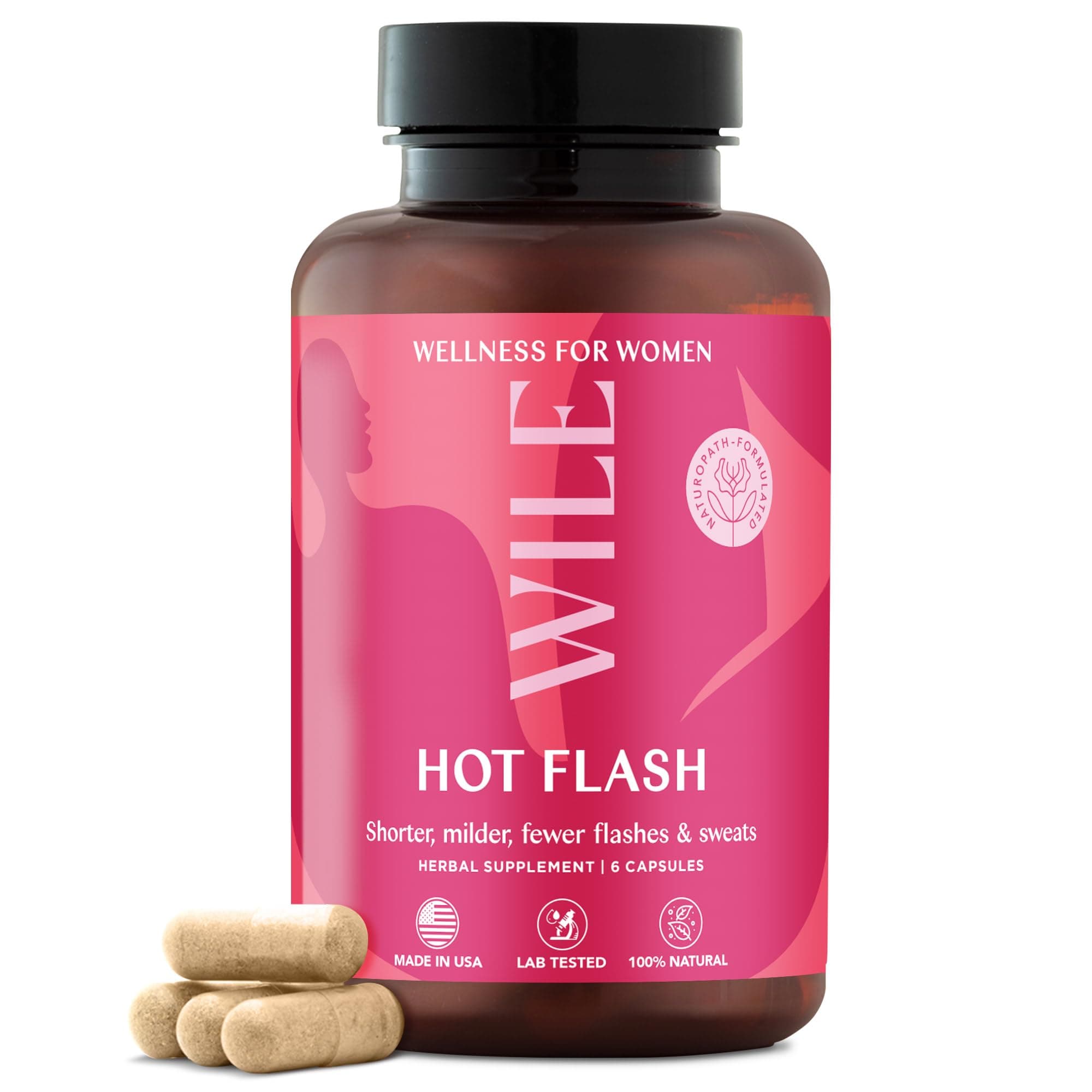 WILE Menopause and Perimenopause Supplements for Women - Hot Flashes and Night Sweats Relief with Kudzu Root - Premenopause Support for Stress, Hot Flash, Hormone Balance & Restful Sleep, 30 Servings