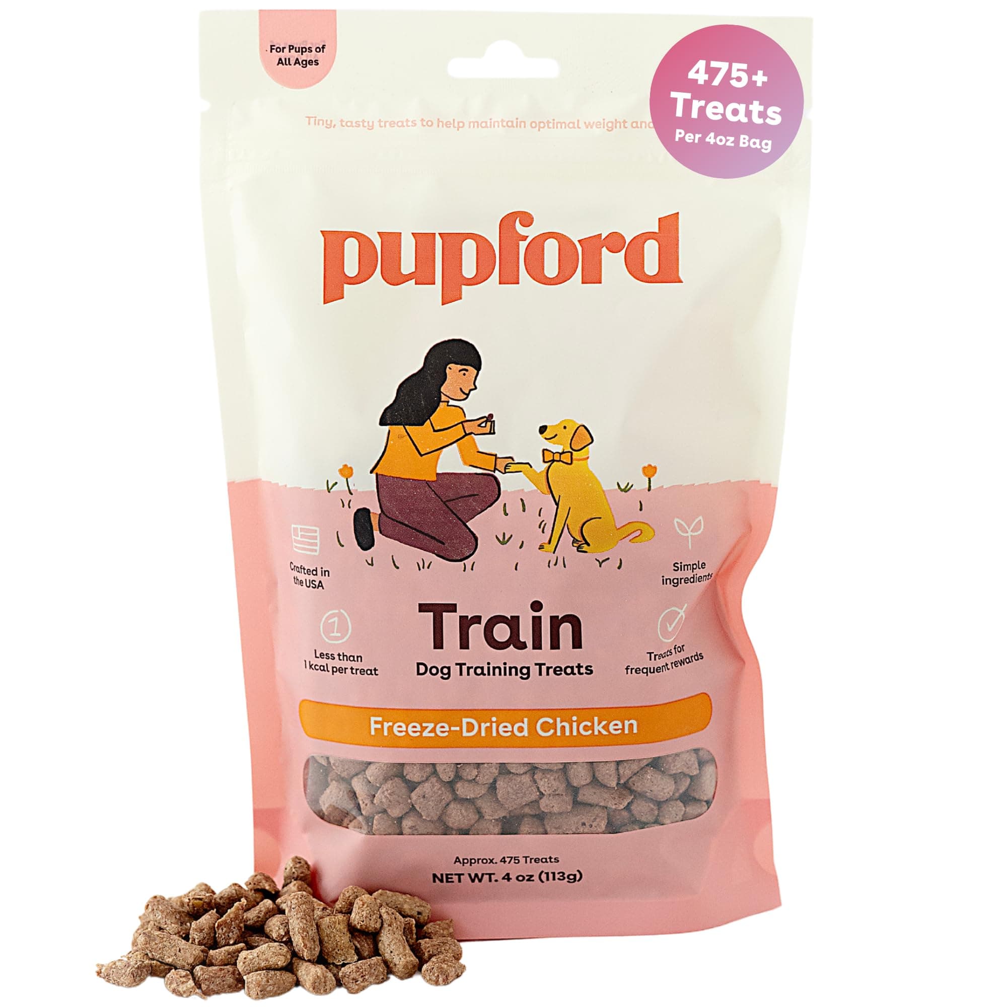 - Pupford Freeze Dried Training Treats for Dogs & Puppies, 475+ Two Ingredient Bites (Chicken, 4 oz)