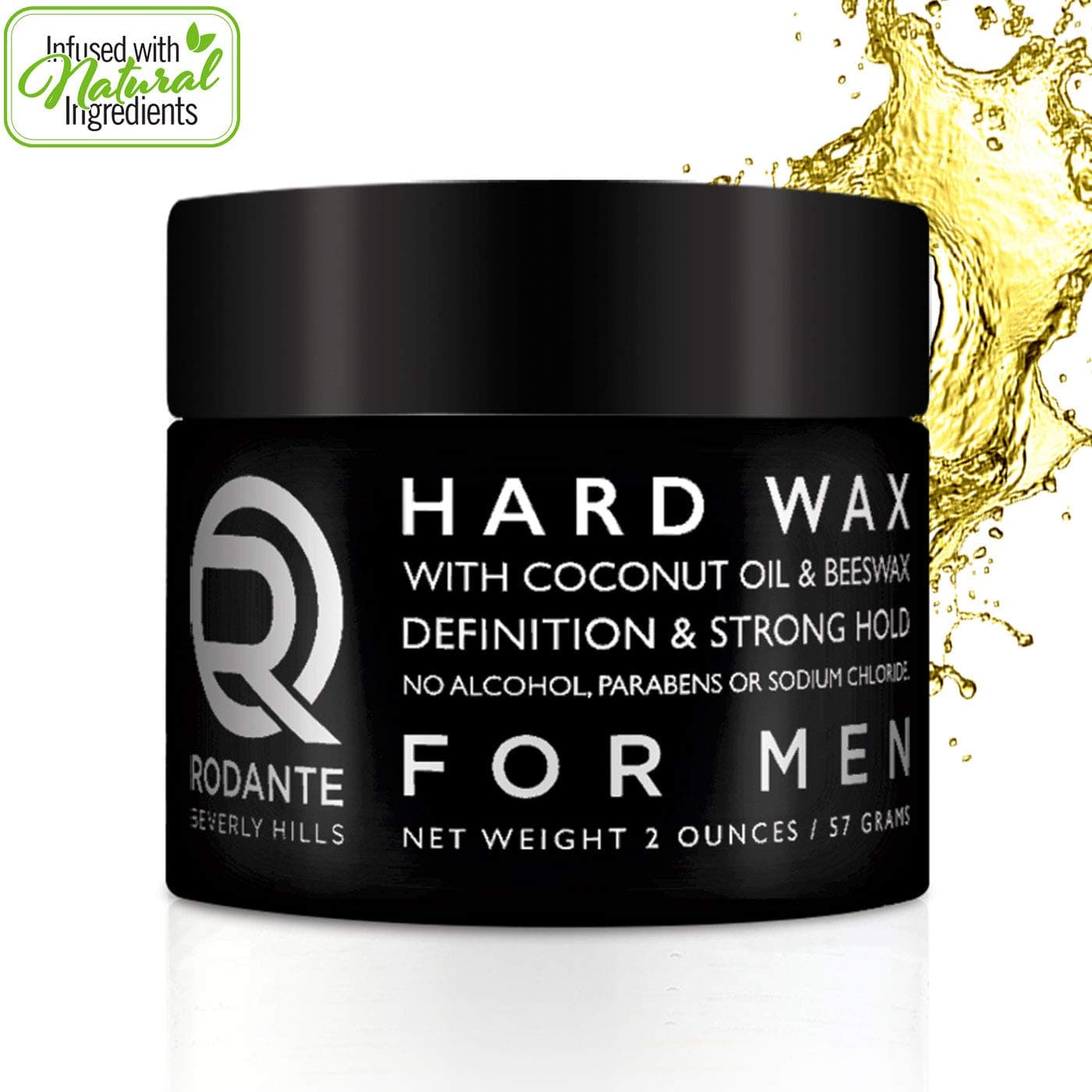 Hard Wax Hair Pomade | Rodante for Men | Infused w/ Moisturizing Coconut Oil & Lanolin | No Alcohol & Parabens | Made in USA 2 oz.