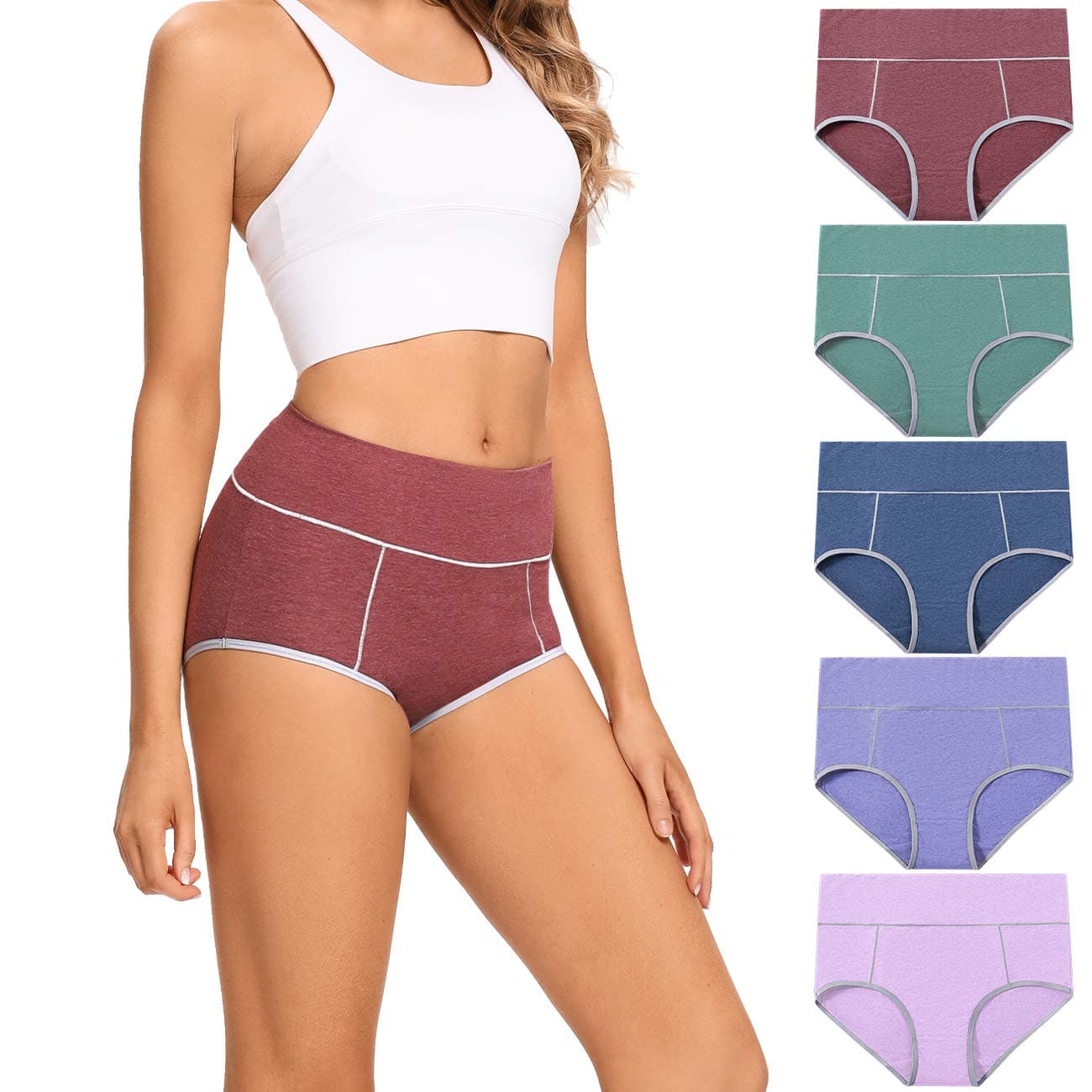 Womens Cotton Underwear High Waist Full Coverage Briefs Soft Breathable Postpartum Panties Stretch Underpants