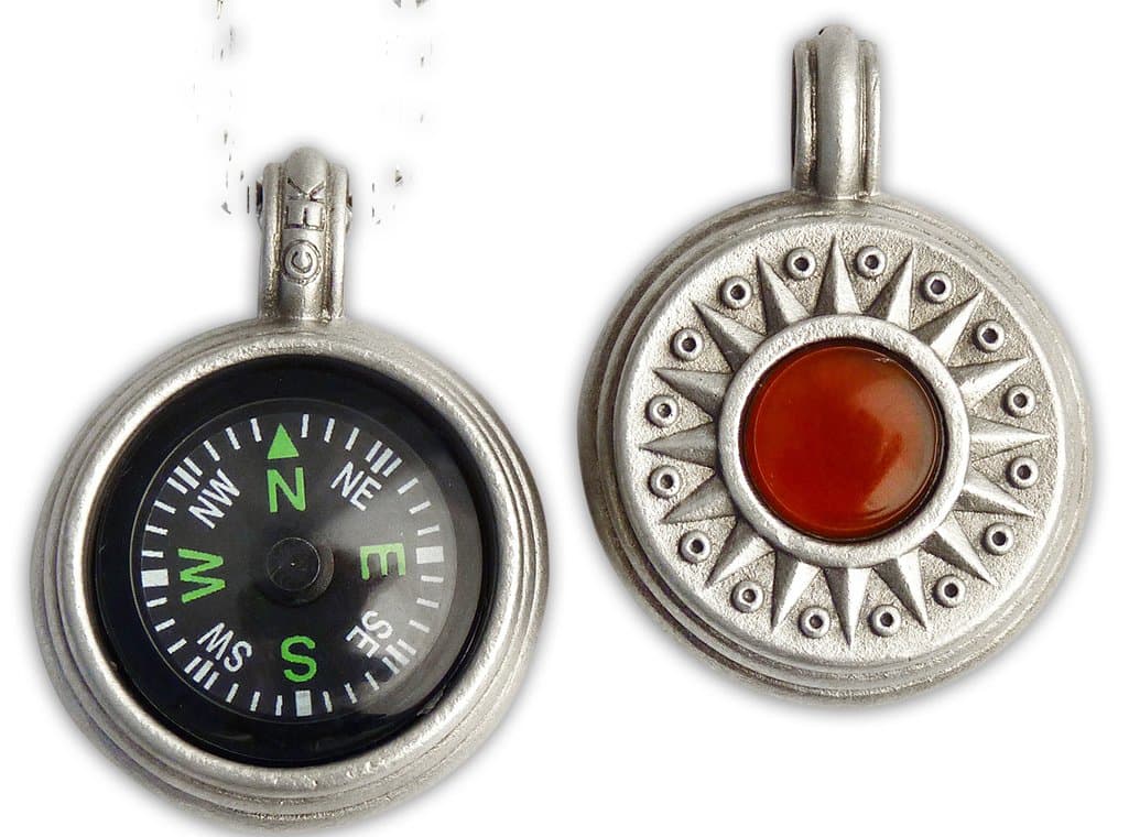 Journeyworks Compass Rose with Carnelian Compass Pendant