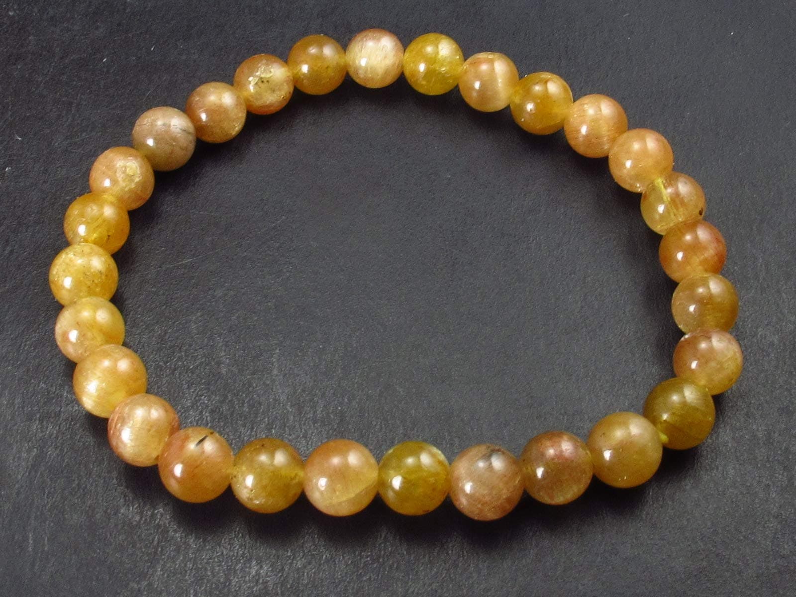 The Russian Stone Golden Apatite Bracelet From Mexico - 18cm - 6mm Round Beads