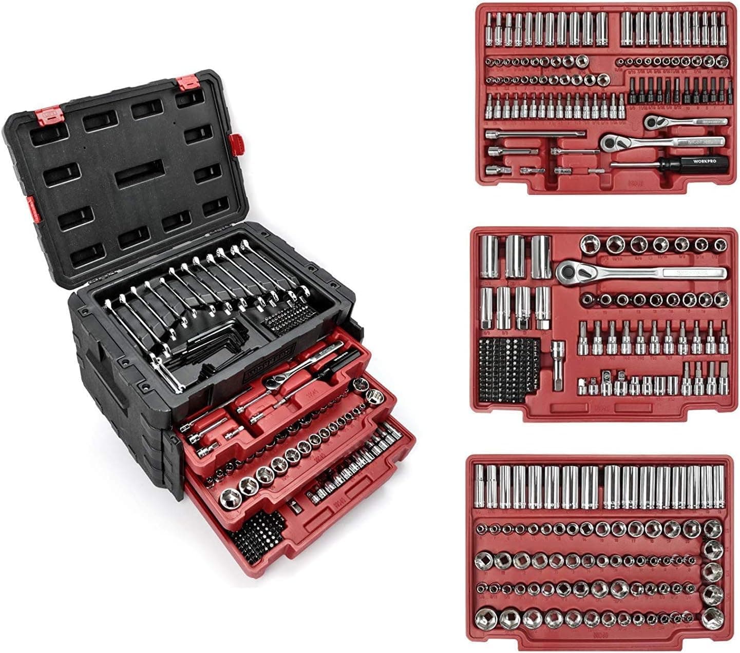 – 450-Piece Mechanics Tool Set, Universal Professional Tool Kit with Heavy Duty Case Box