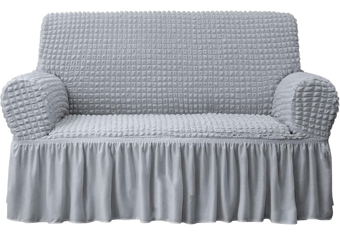 Strechable Sofa Slipcover, High Strech 2 Seater Sofa Cover, Non Slip Sofa Protector Cover,Washable Fabric Couch Cover with Decoration Skirt,Waterproof Dustproof Furniture Cover for Home Office (Grey)