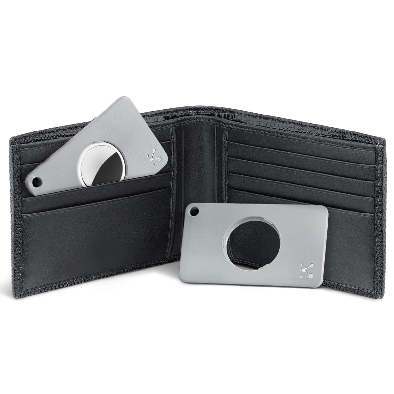 SEKAMSEKAM Wallet Case Holder for AirTag (2 PCS), Credit Card Size Wallet Holder Compatible with AirTag for Purse, Holder for AirTag with Keychain Hole, Slim Anti-Lost Wallet Card Tracker Gray