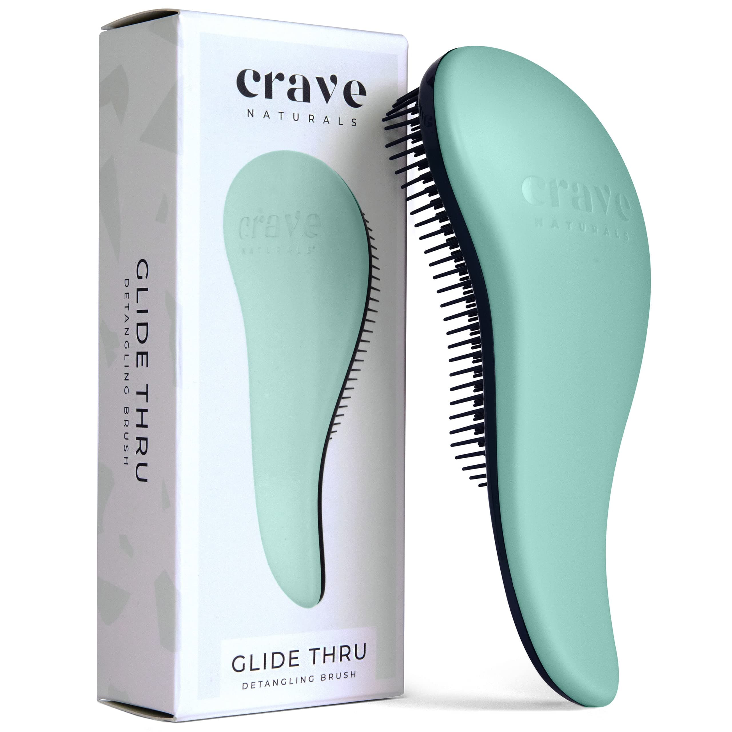 Crave Naturals Glide Thru Detangling Brush for Adults & Kids Hair - Detangler Comb & Hair Brush for Natural, Curly, Straight, Wet or Dry Hair (TURQUOISE)