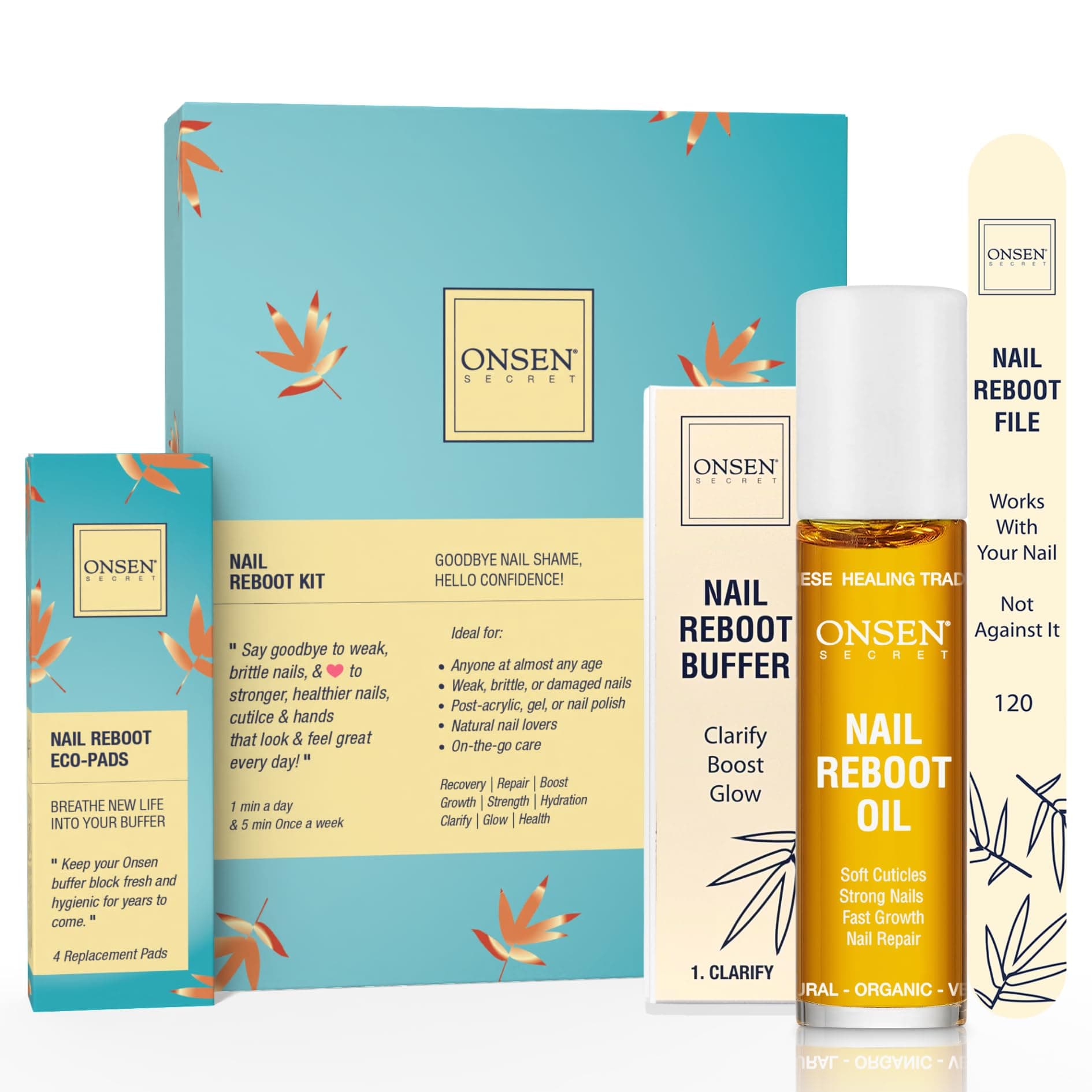 Nail Care Kit - Includes Cuticle Oil 10ml, Japanese Nail Buffer and Shine Kit - Spa-Quality Manicure - Organic Ingredients - Long-Lasting Shine - Easy & Safe - 1pk