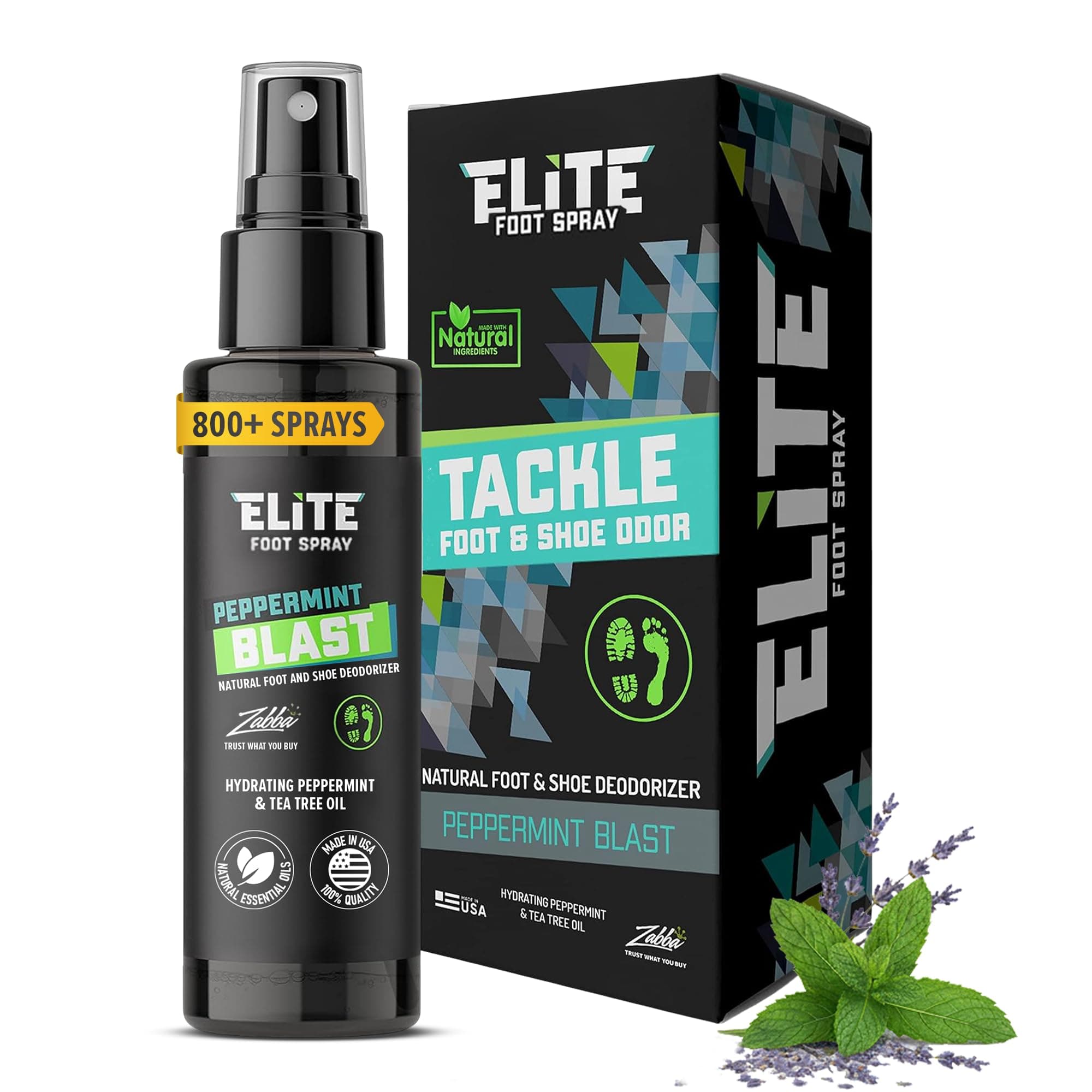 Elite sportz equipment Shoe Deodorizer - 4 oz Foot Spray and Shoe Odor Eliminator - No More Smelly Shoes or Stinky Feet with Our Peppermint Shoe Freshener - Small Gift for Men & Women