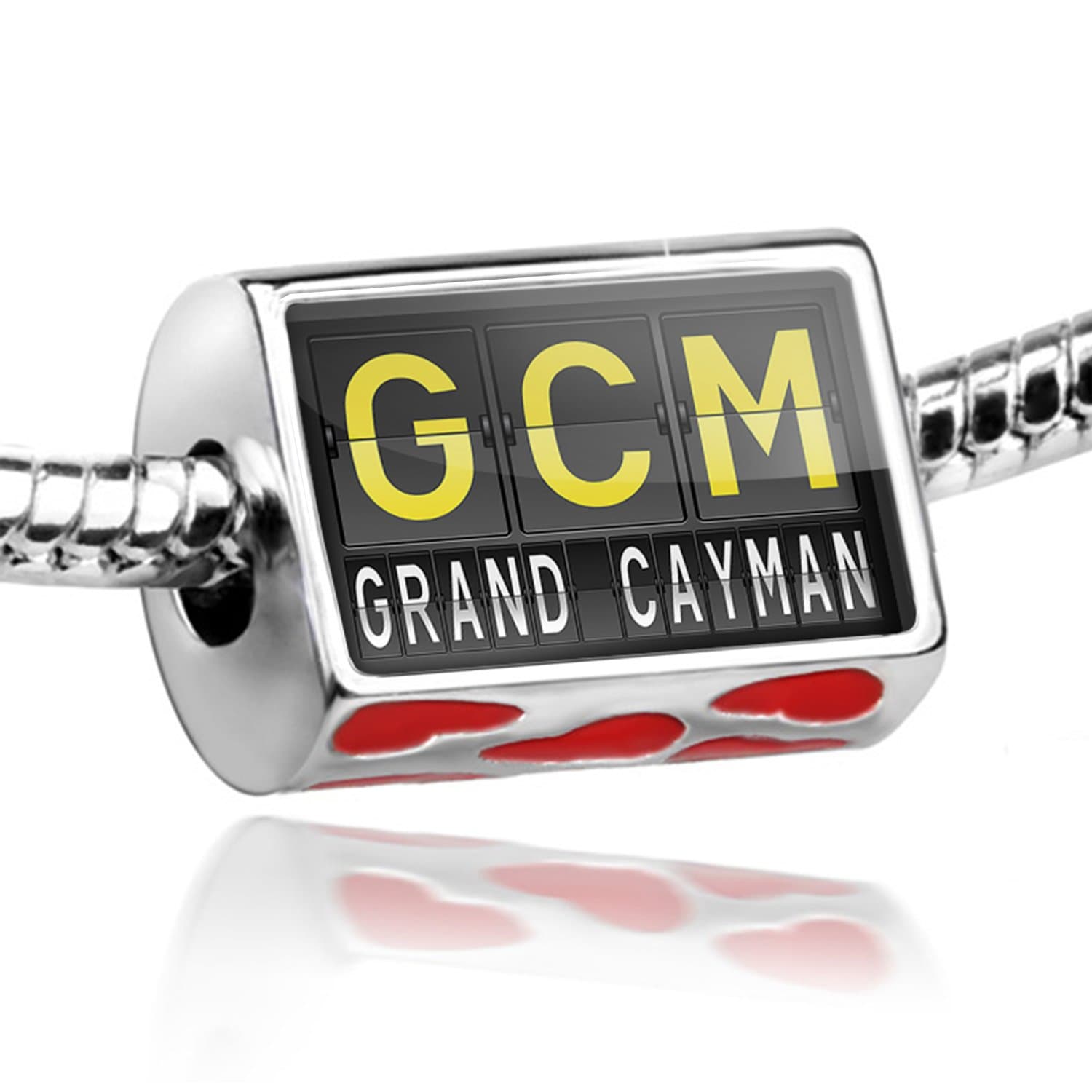NEONBLOND Bead with Hearts GCM Airport Code for Grand Cayman - Charm Fit All European Bra