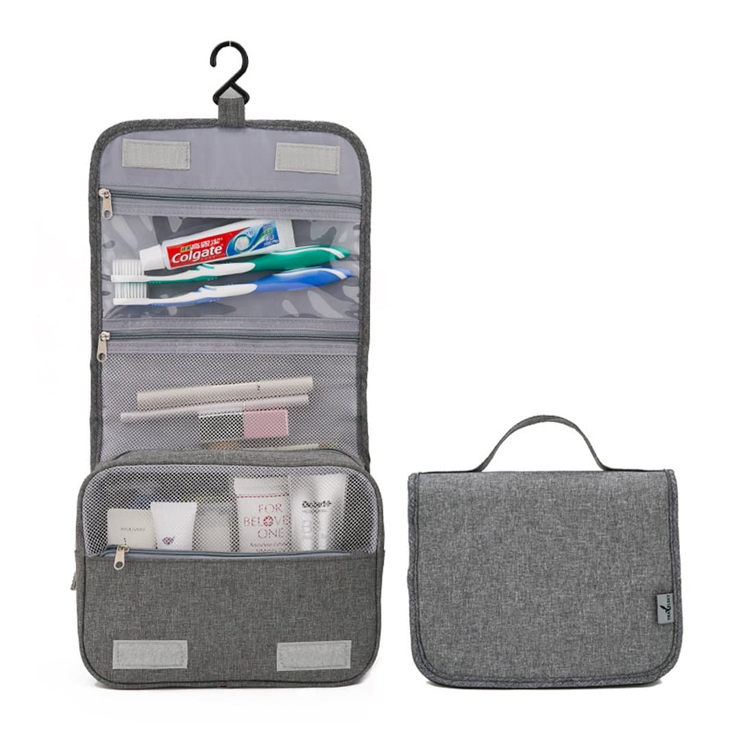 Mojing Travel Toiletry Bag,Portable Hanging Travel Kit Cosmetic Organizer Make up Pouch Bag (Grey)
