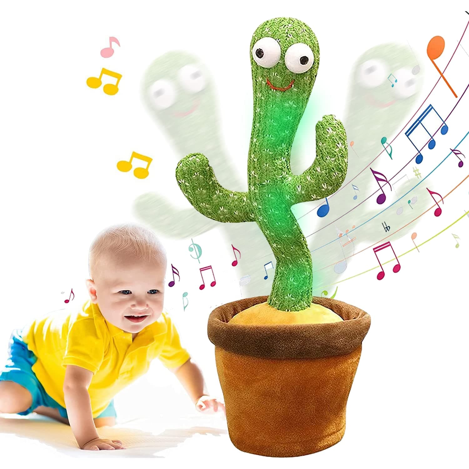 (Amazon's local Ship)Dancing Cactus Toy,The Cactus Electronic Plush Toy,Electric,Shaking,Singing,Talking,Recording Cactus toys,"Repeat your speech" Plush Stuffed Gift For Toddler,Baby,Kid(USB)