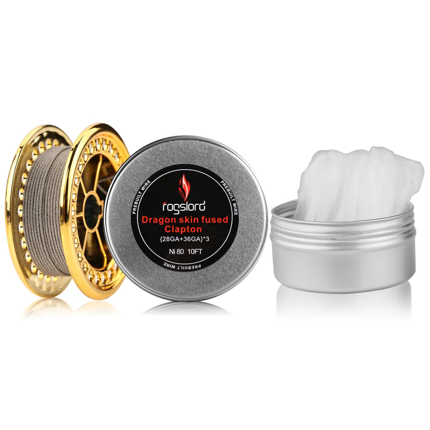 Dragon Skin Fused Prebuilt Resistance Wire with Cotton 10 ft - {28GA+36GA}x3, Nichrome 80 for Household Wiring Use