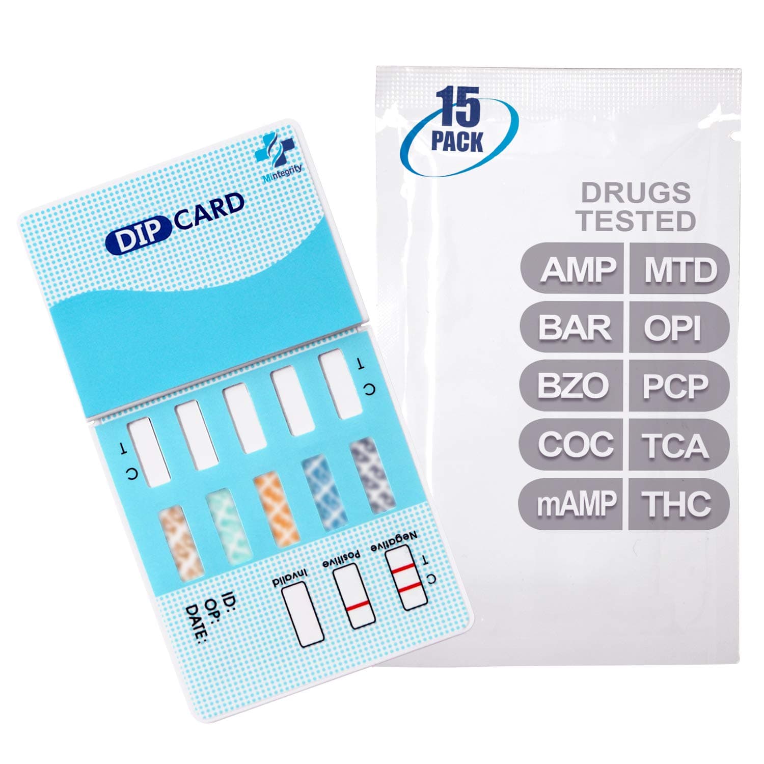 MiCare [15pk] - 10-Panel Urine Drug Test Card (AMP/BAR/BZO/COC/mAMP/MTD/OPI/PCP/TCA/THC) #MI-WDOA-1104
