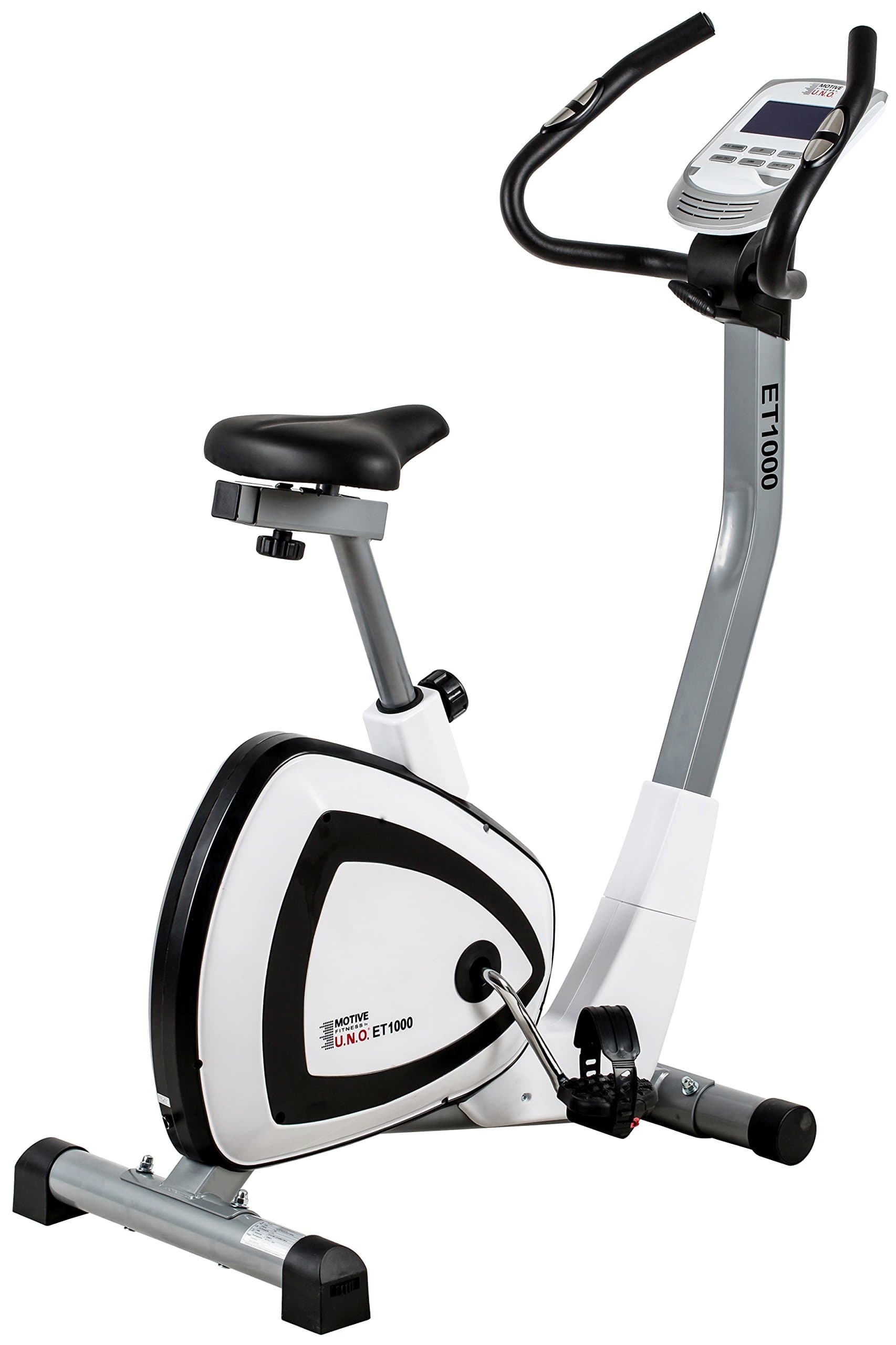 Motive Fitness By UNO Unisex Adult ET1000 Ergometer Upright Cycle - White/Black/Silver, One Size