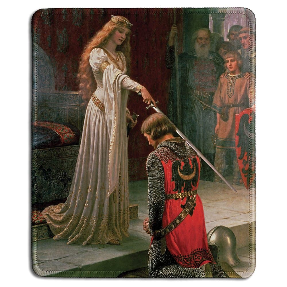 dealzEpic - Art Mouse Pad - Natural Rubber Mousepad with Famous Fine Art Painting of Accolade by Edmund Blair Leighton - Stitched Edges - 9.5x7.9 inches