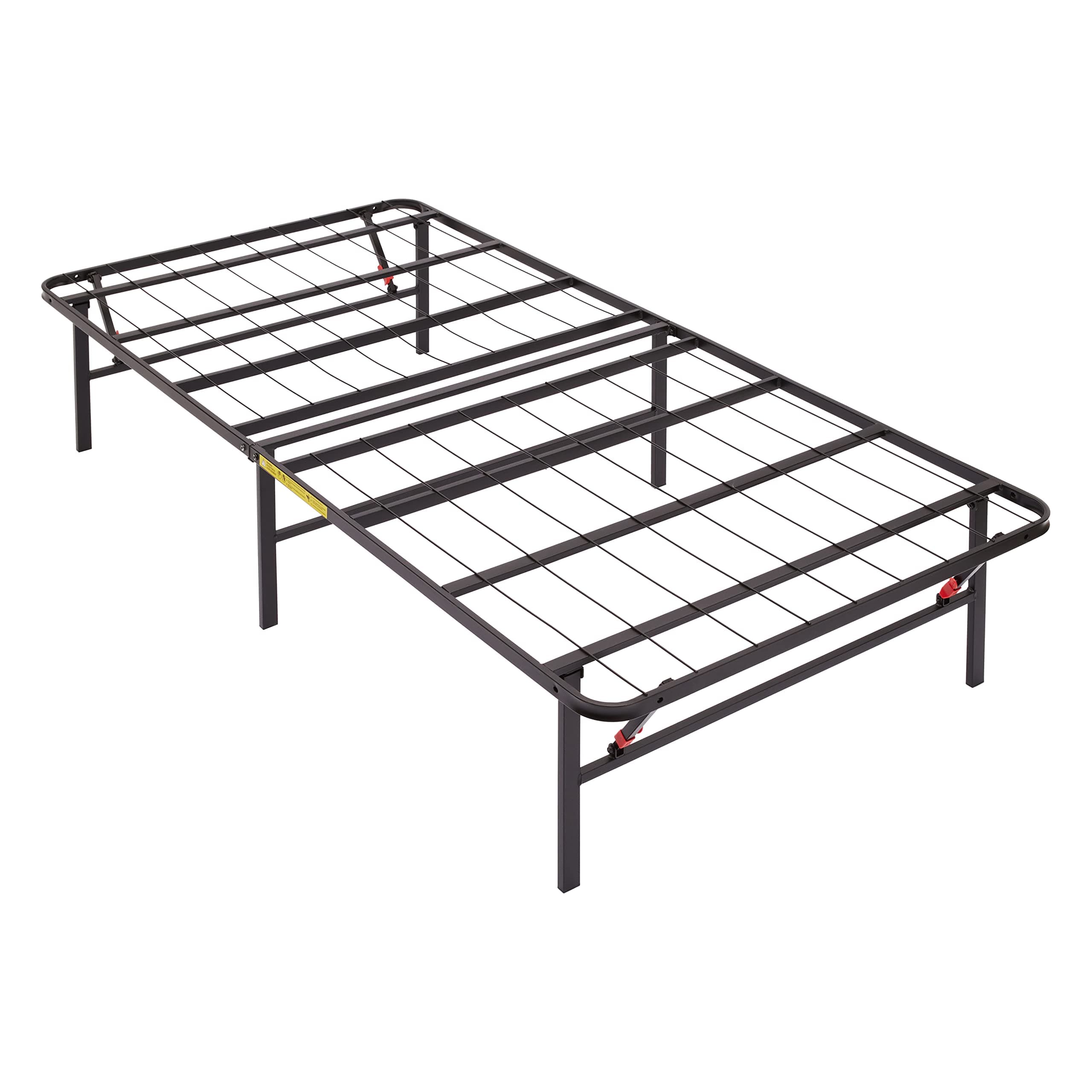 Amazon Basics Foldable Metal Platform Bed Frame with Tool-Free Setup, 14 Inches High, Storage Space, Sturdy Steel Frame, No Box Spring Needed, Twin XL, Black