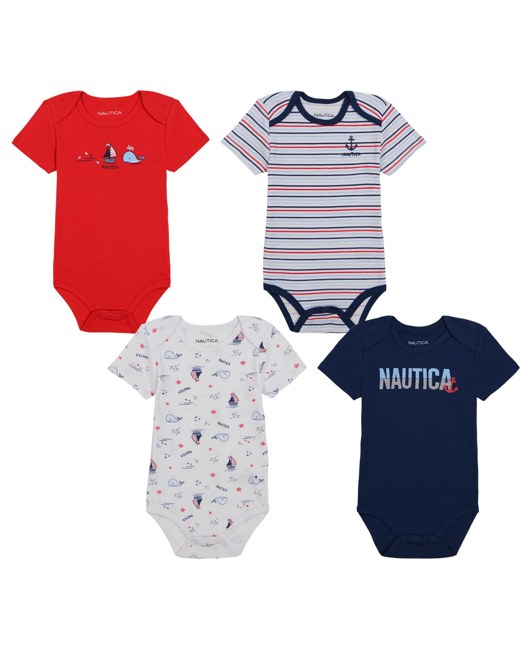 baby-boys Nautica 4 Pack Short Sleeve Bodysuit