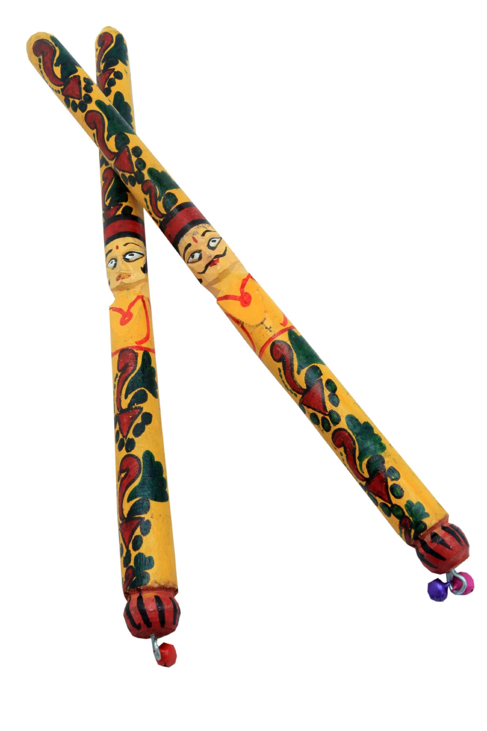 Decorated Wooden Garba Dandiya (Dandia) Sticks to Celebrate Navaratari Set of 2
