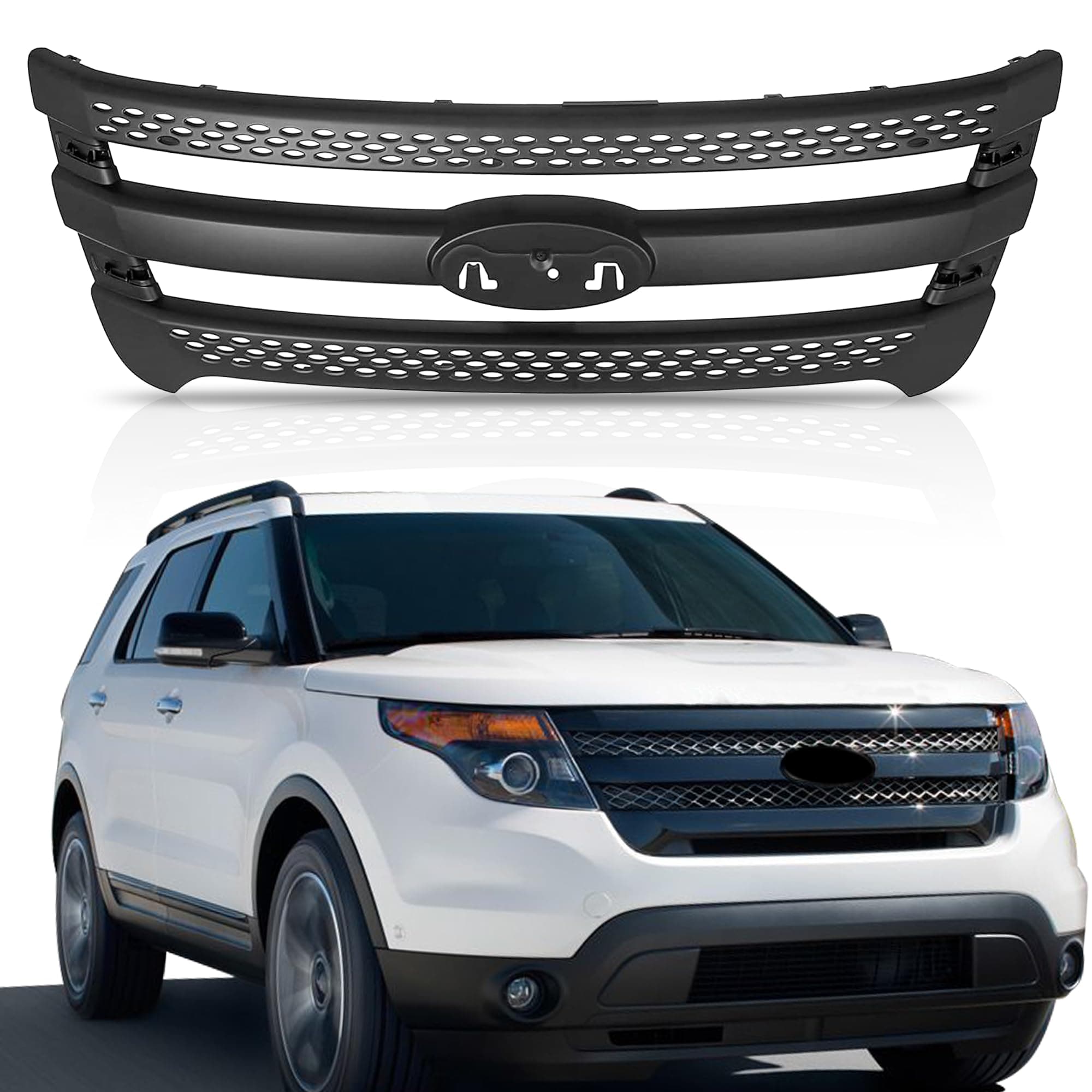 PartsFlow Front Bumper Grille Grill For 2011 2012 2013 2014 2015 Ford Explorer For 2013 2014 2015 Ford Police Interceptor Utility FO1200533C