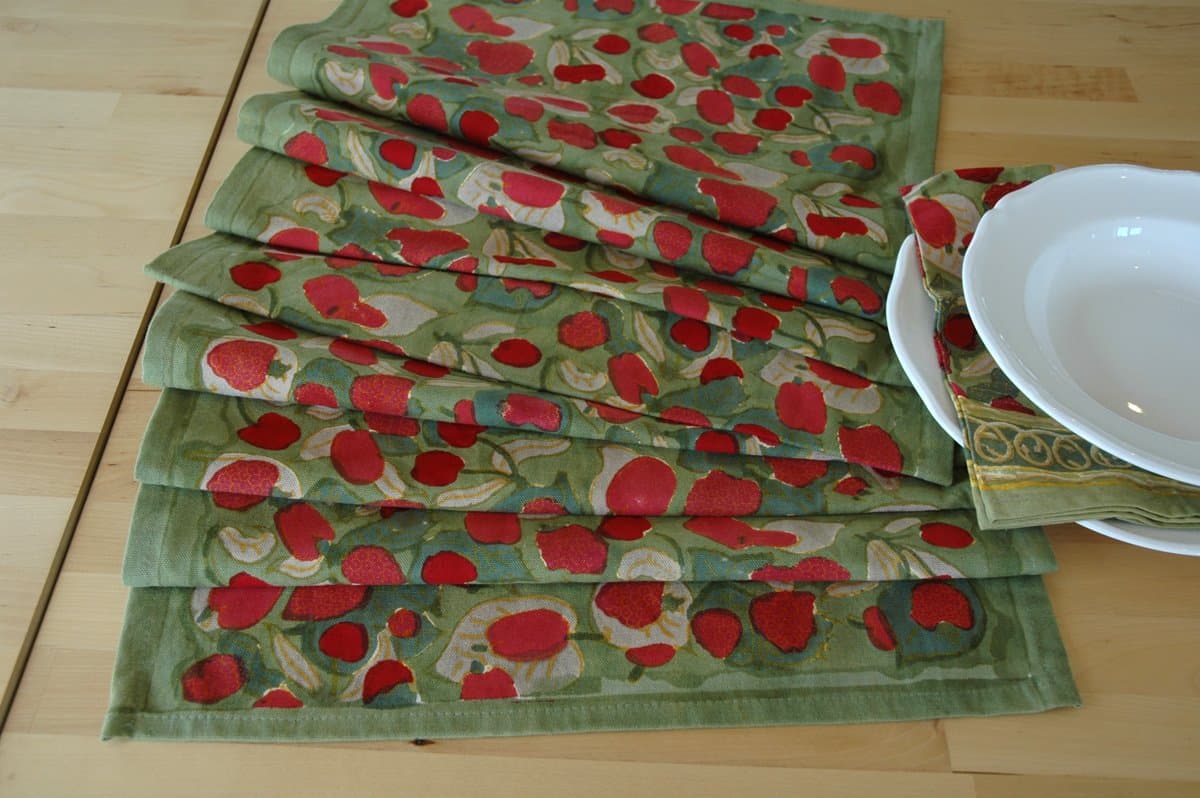 Mas d’ Ousvan Provence Red Fruits Handmade Cotton Table Runner