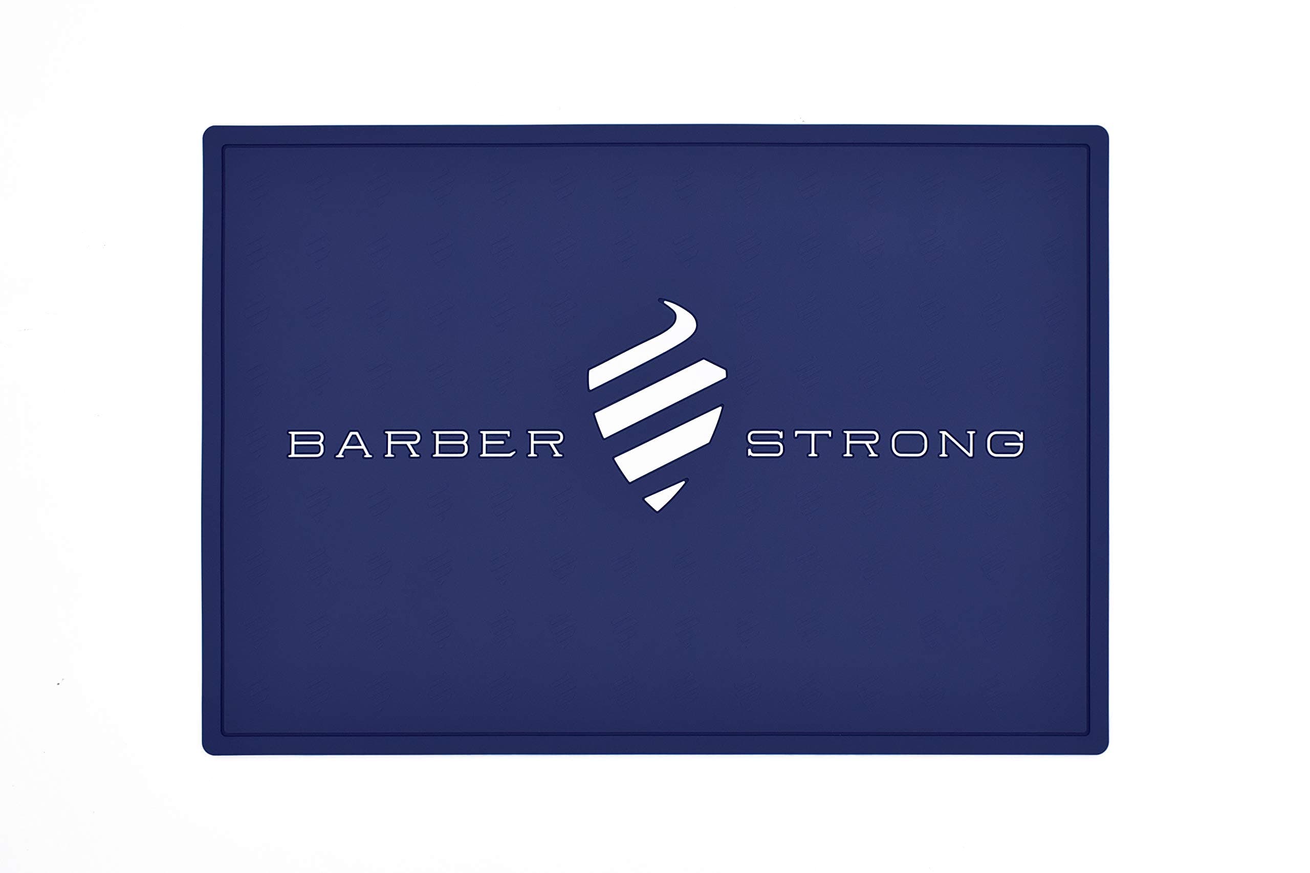 Barber Strong The Barber Mat, Countertop Workstation Mat for from Hair Cutting Tools and Accessories, Extra Grip for Slip-Prevention, Blue w/White Logo