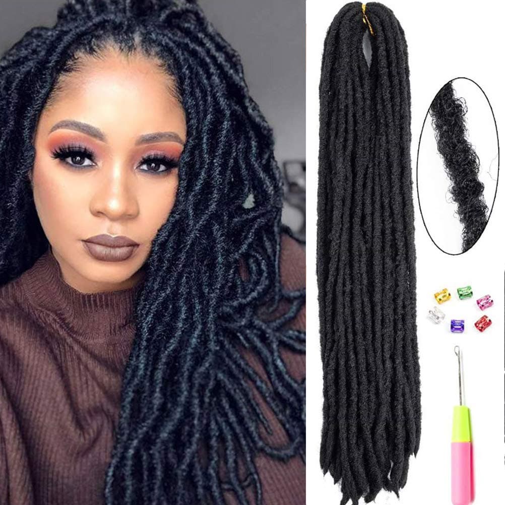1 Pack 20 Inch Soft Dreadlocks Faux Locs Crochet Hair Straight Goddess Locs Crochet Braids Hair Crochet Locs Synthetic Hair Extensions for Women