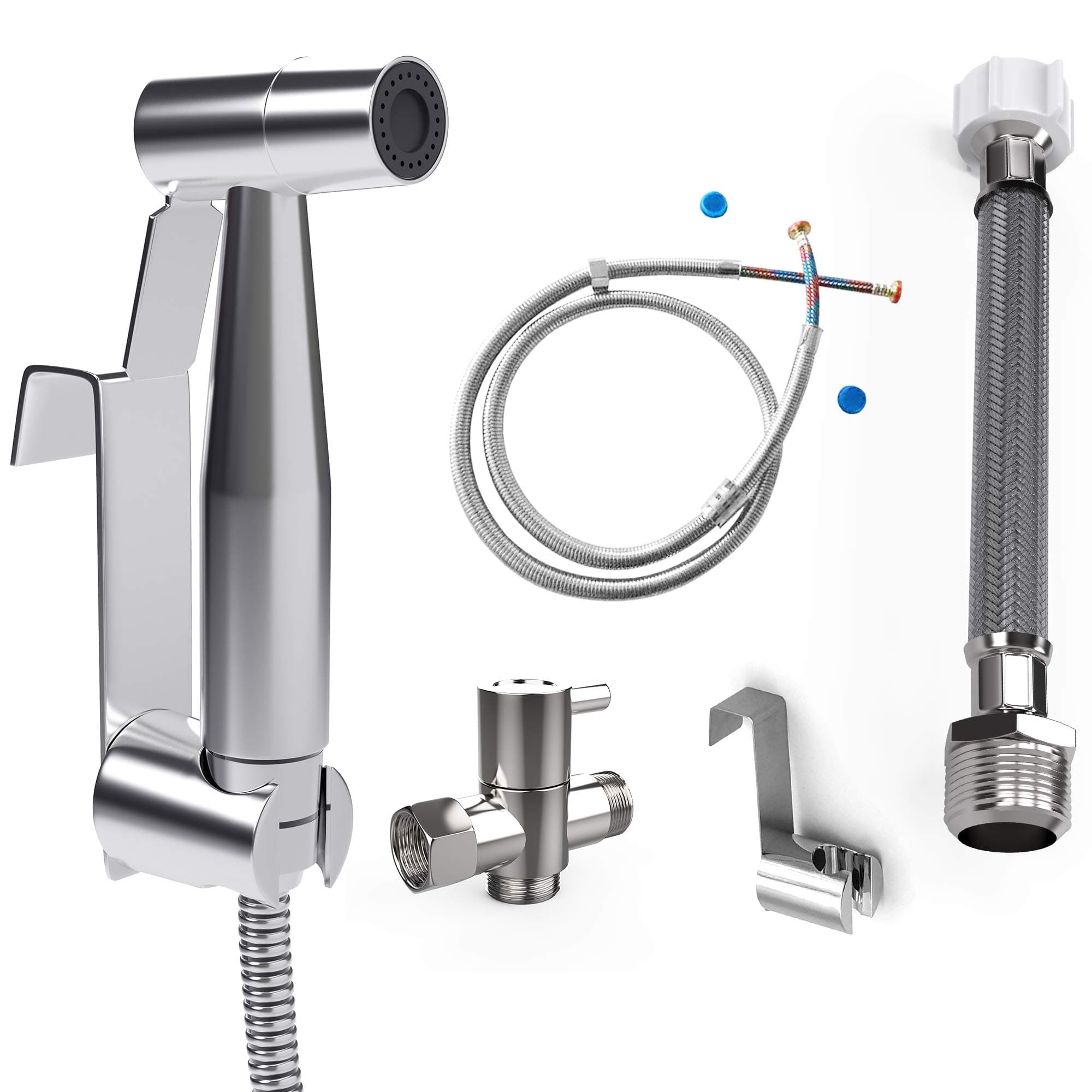 Handheld Bidet Sprayer for Toilet Sprayer with Longest 5 Feet Hose in the Market & Unique Connection Hose,Premium Stainless Steel best for Cloth Diaper Sprayer,Hand Held Bidet for Shattaf Shower