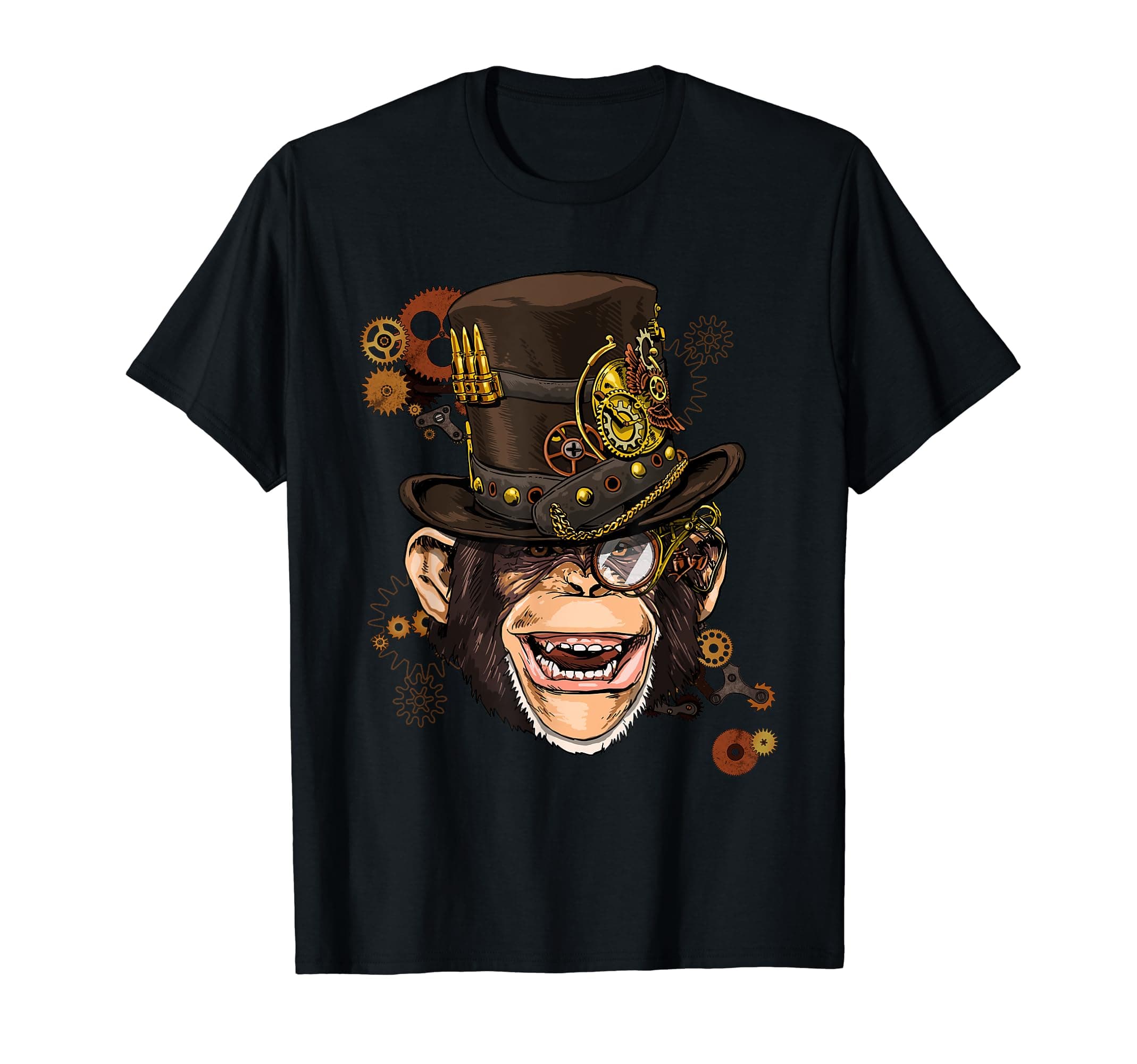 Steampunk Monkey Shirt Steampunk Gears Monkey Face Animal T-Shirt