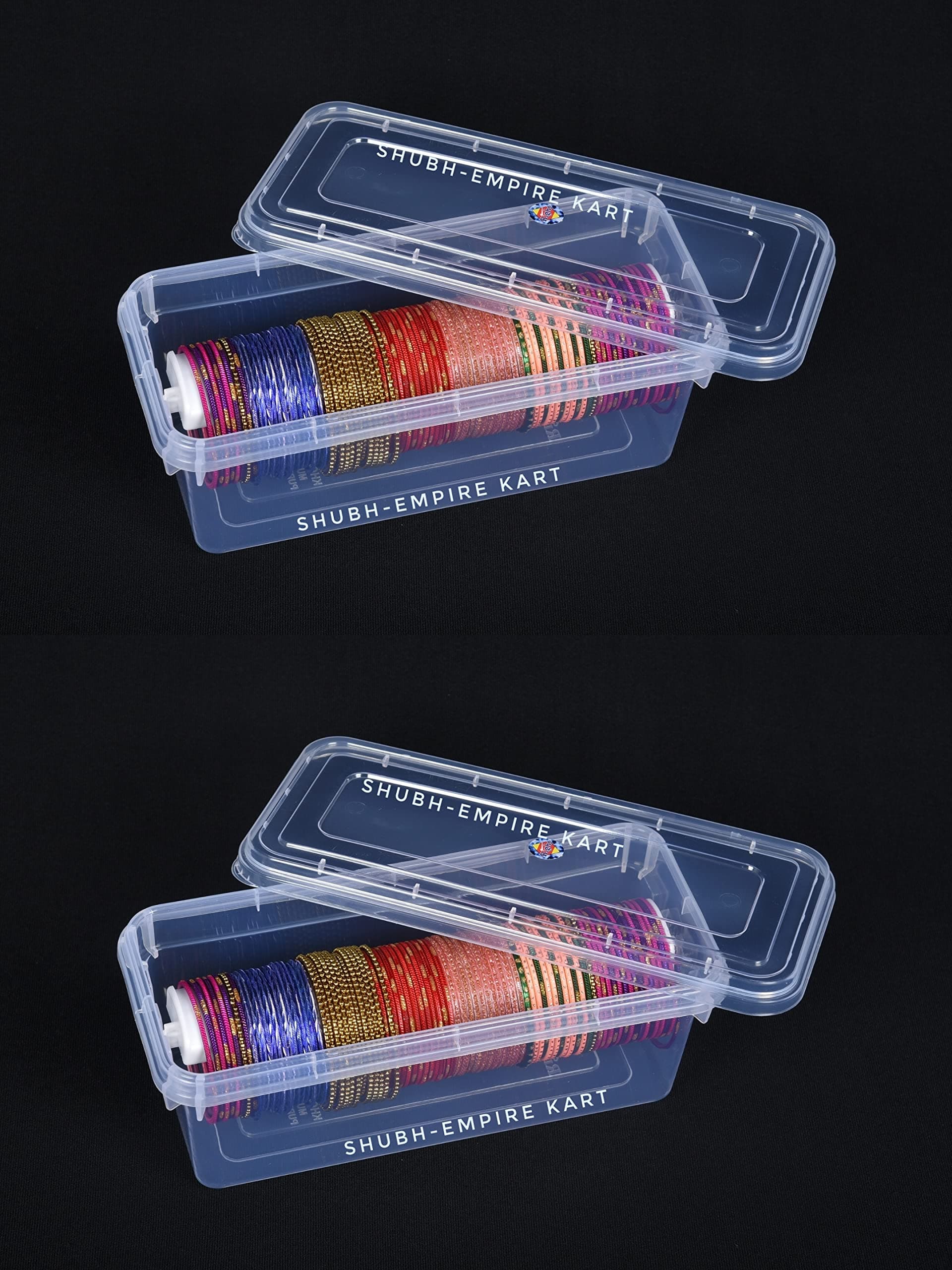 Shubh Empire Kart Bangle box For Women,Jewellery Box For Travelling,Poratble Chudi Organizer For Travel,Transparent One Rod Bangle Organiser For Bride,Travelling,Cosmatics,Bracelets,Watches Pack of 2