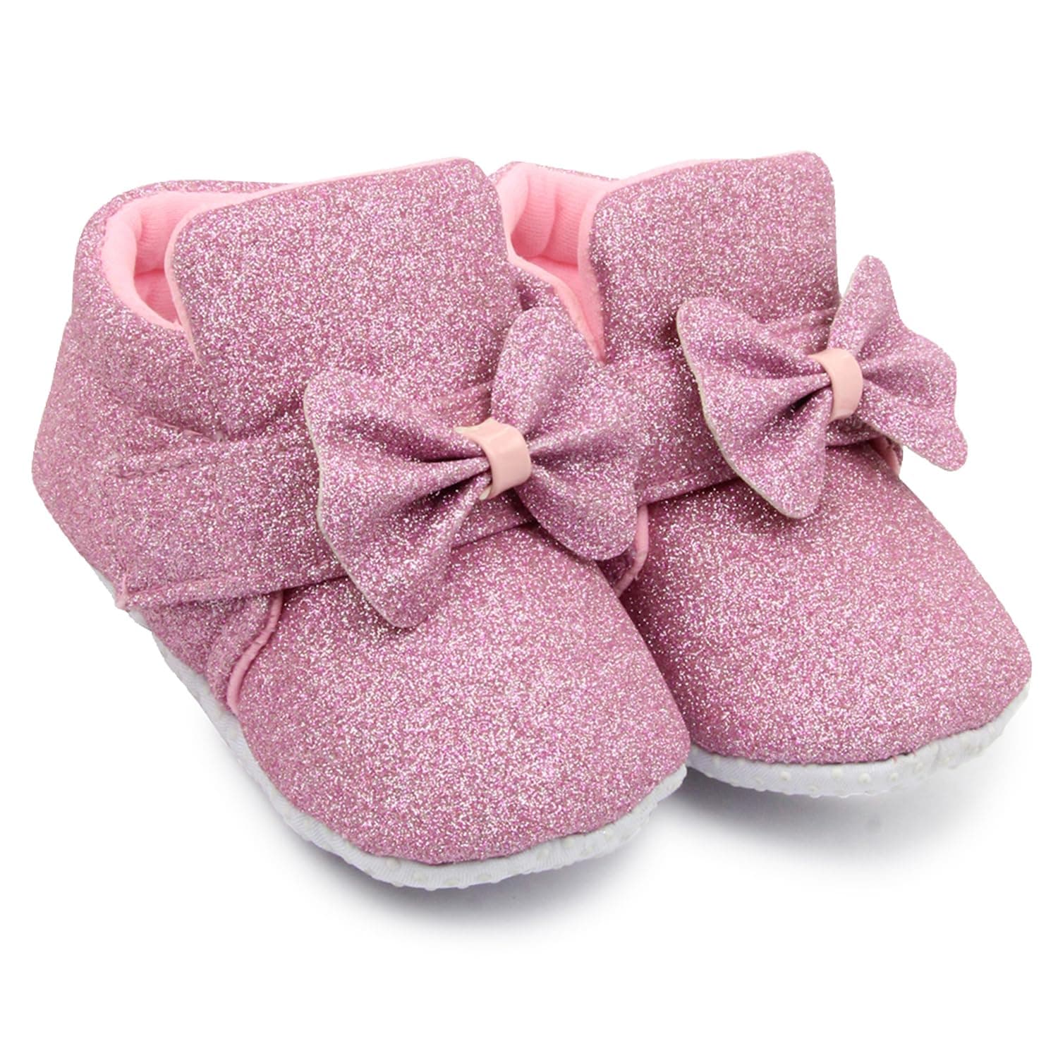 6 To 12 Months Baby Girls Cotton Hook & Loop Bow Booties -BT1766